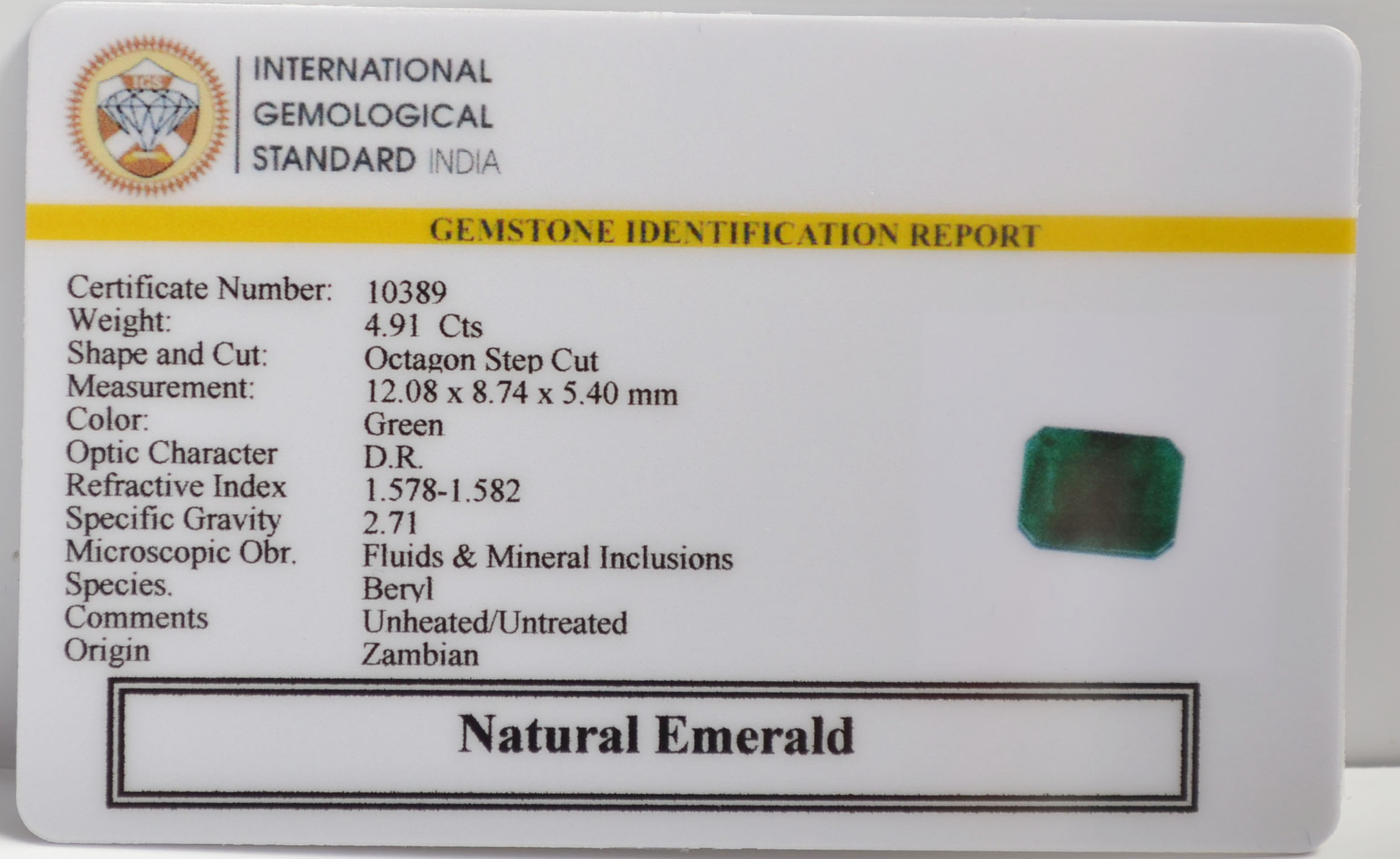 EMRG21494 2 EMERALD 4.91 Ct.