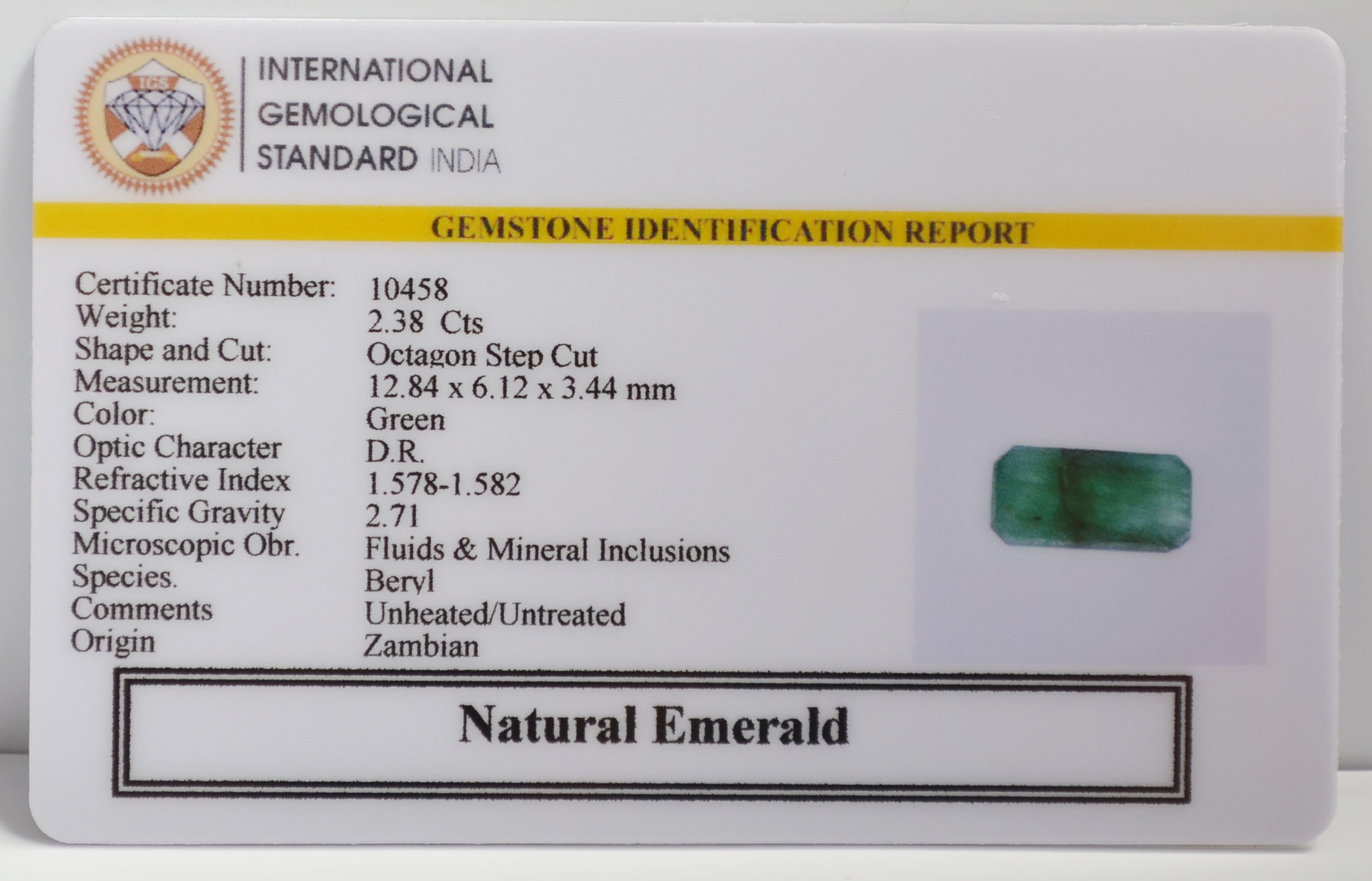EMRG21498 2 EMERALD 2.38 Ct.