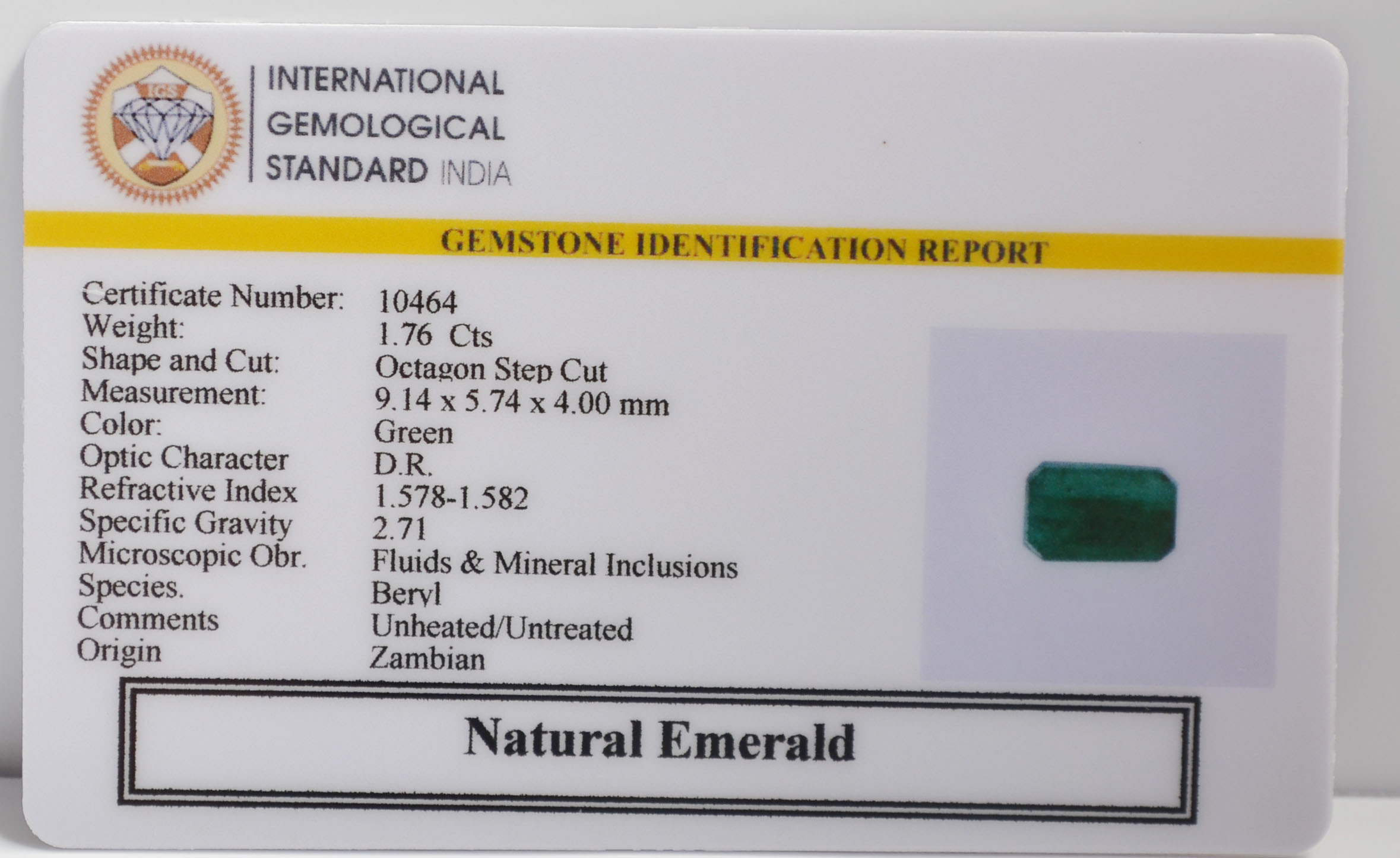 EMRG21501 2 EMERALD 1.76 Ct.