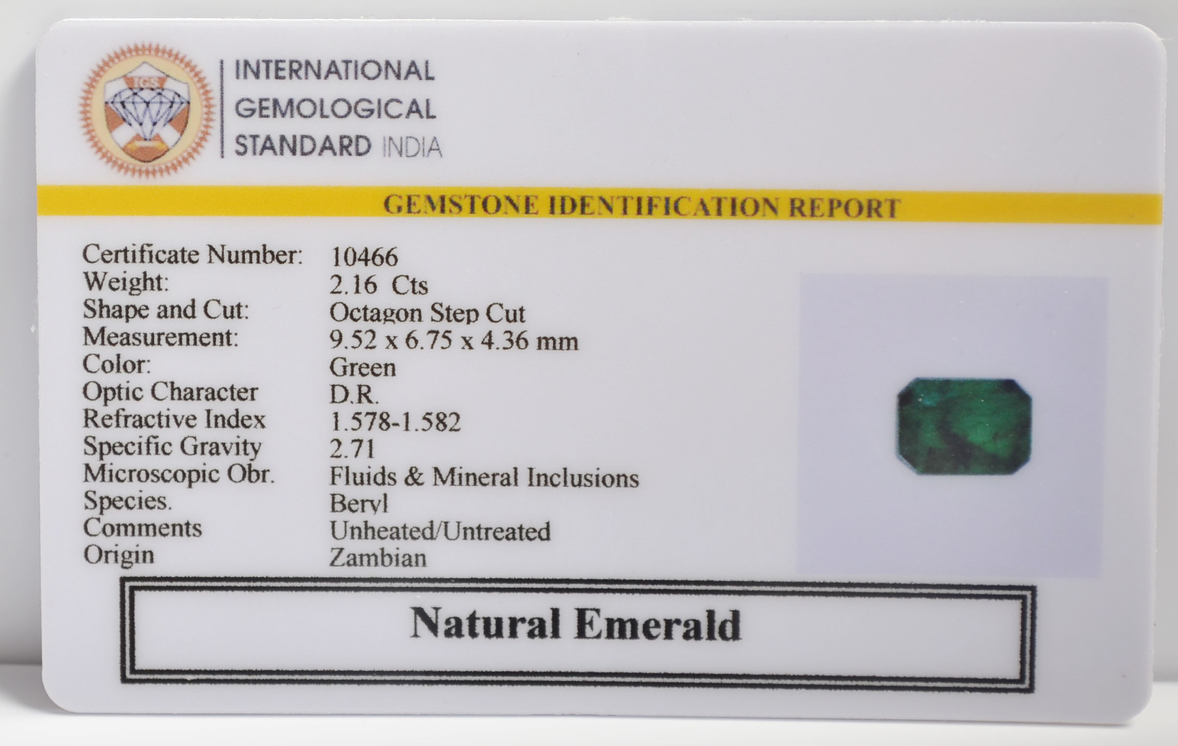 EMRG21502 2 EMERALD 2.16 Ct.