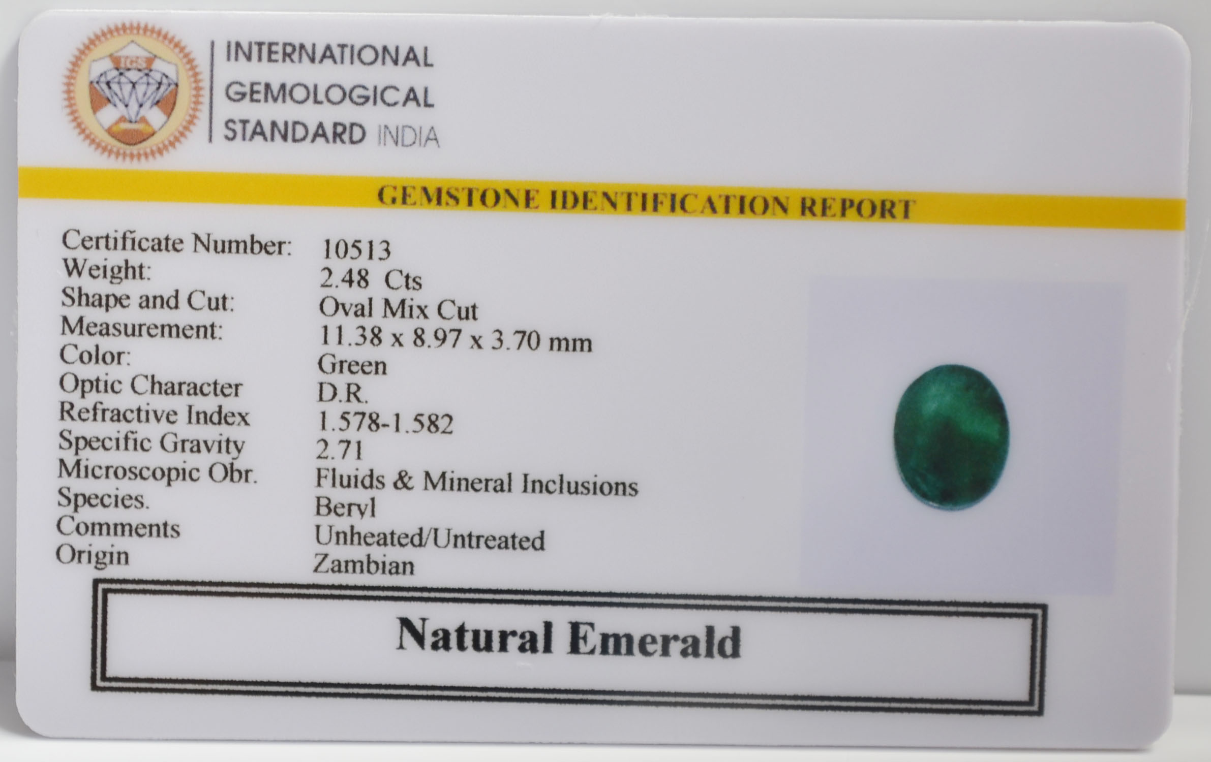 EMERALD 2.48 Ct. 3 EMRG21515 2 EMERALD 2.48 Ct.