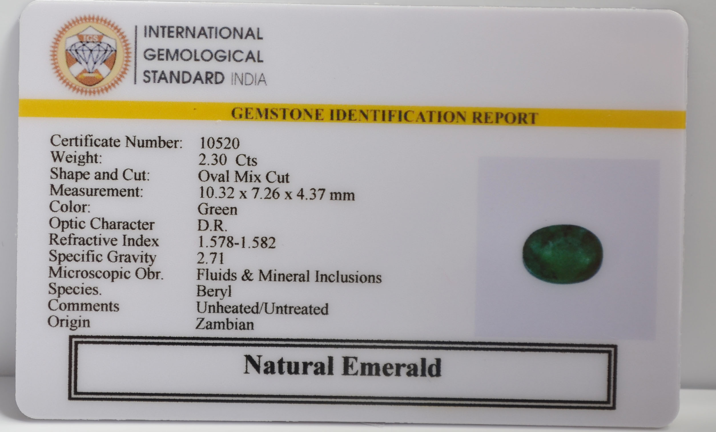 EMRG21516 2 EMERALD 2.3 Ct.