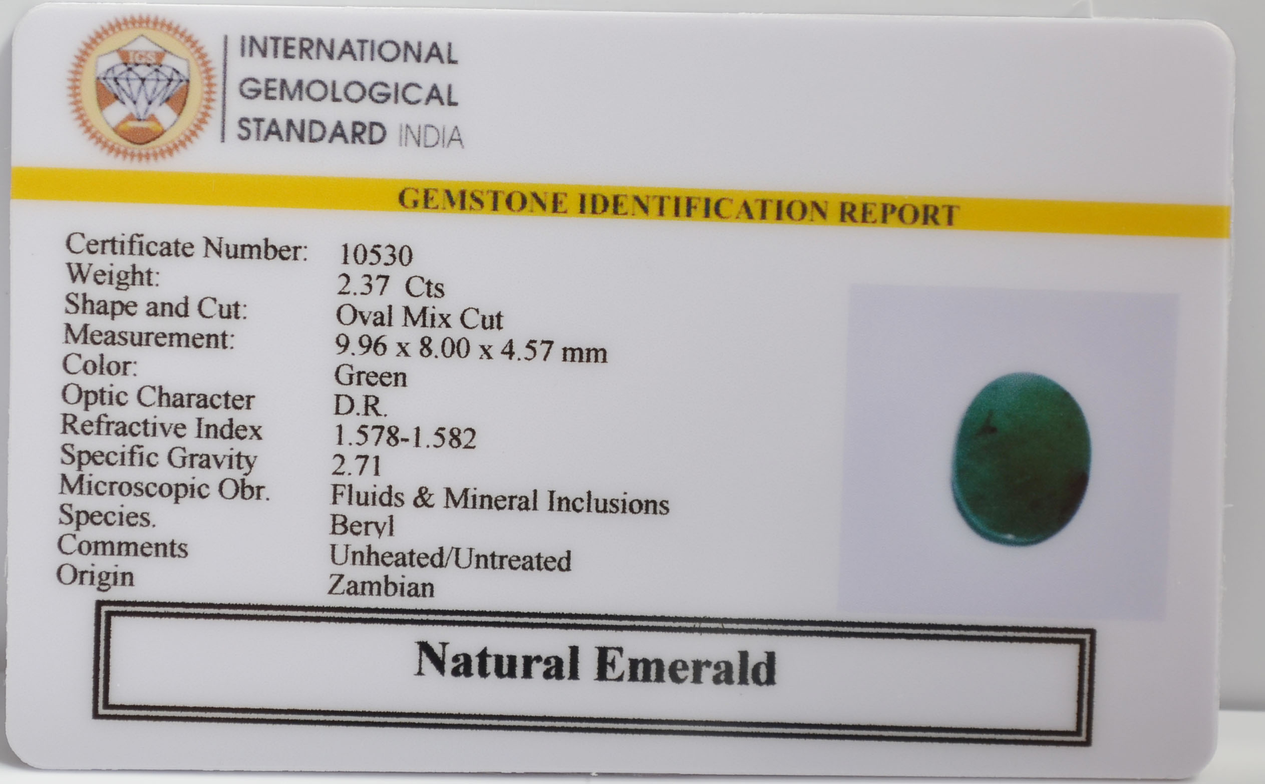 EMRG21521 2 EMERALD 2.37 Ct.