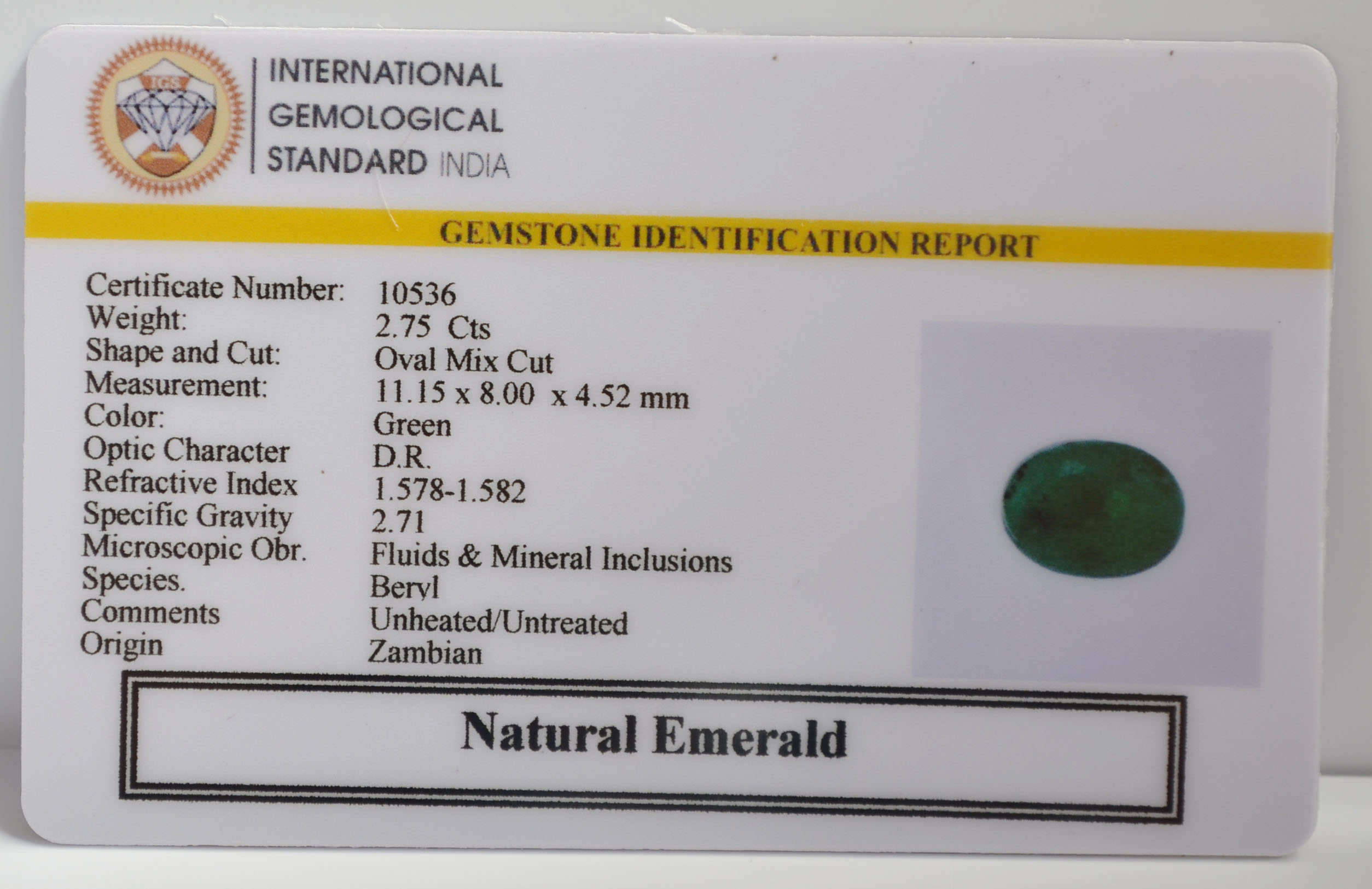 EMRG21524 2 EMERALD 2.75 Ct.