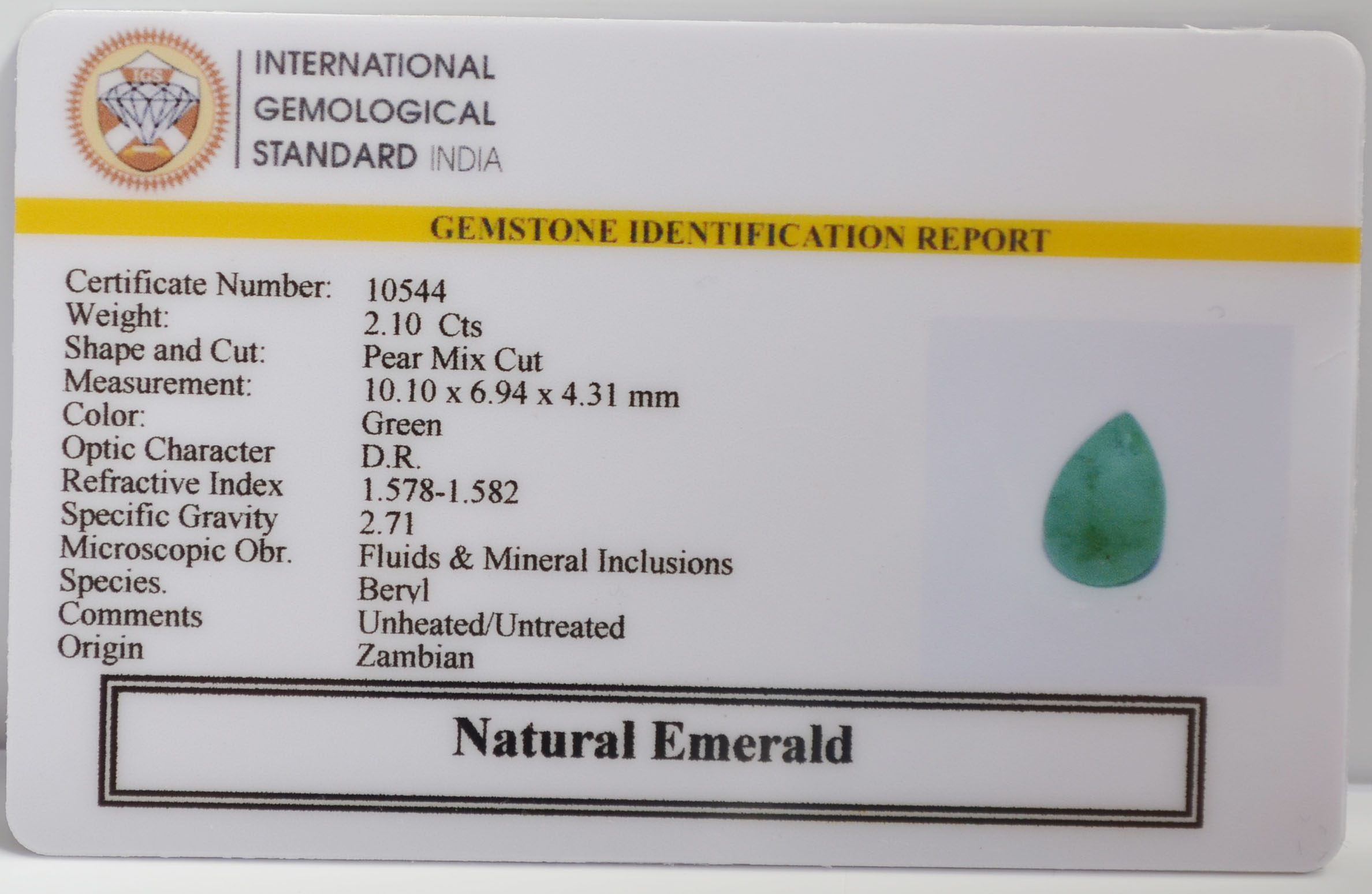 EMRG21529 2 EMERALD 2.1 Ct.