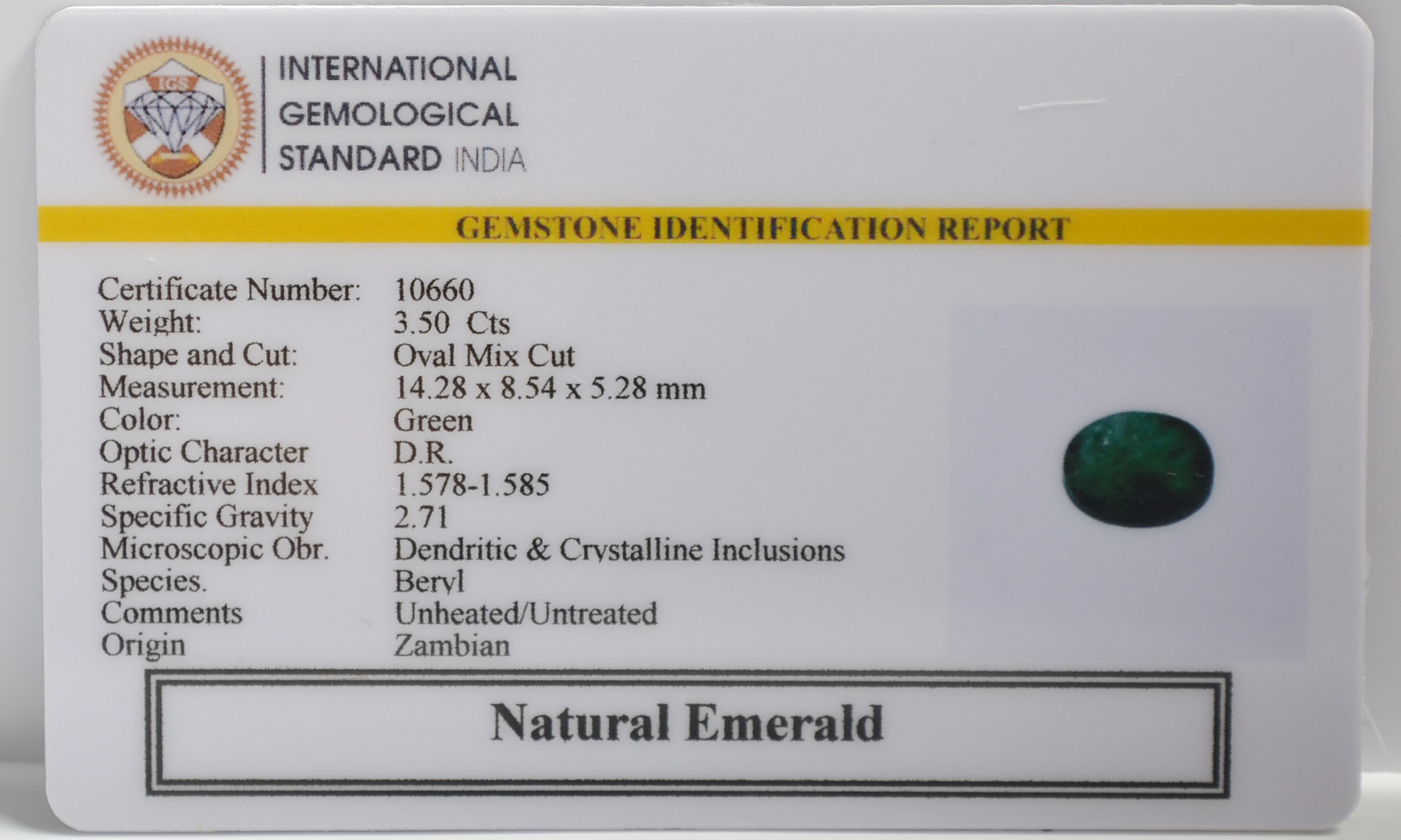 EMERALD 3.5 Ct. 3 EMRG21539 2 EMERALD 3.5 Ct.
