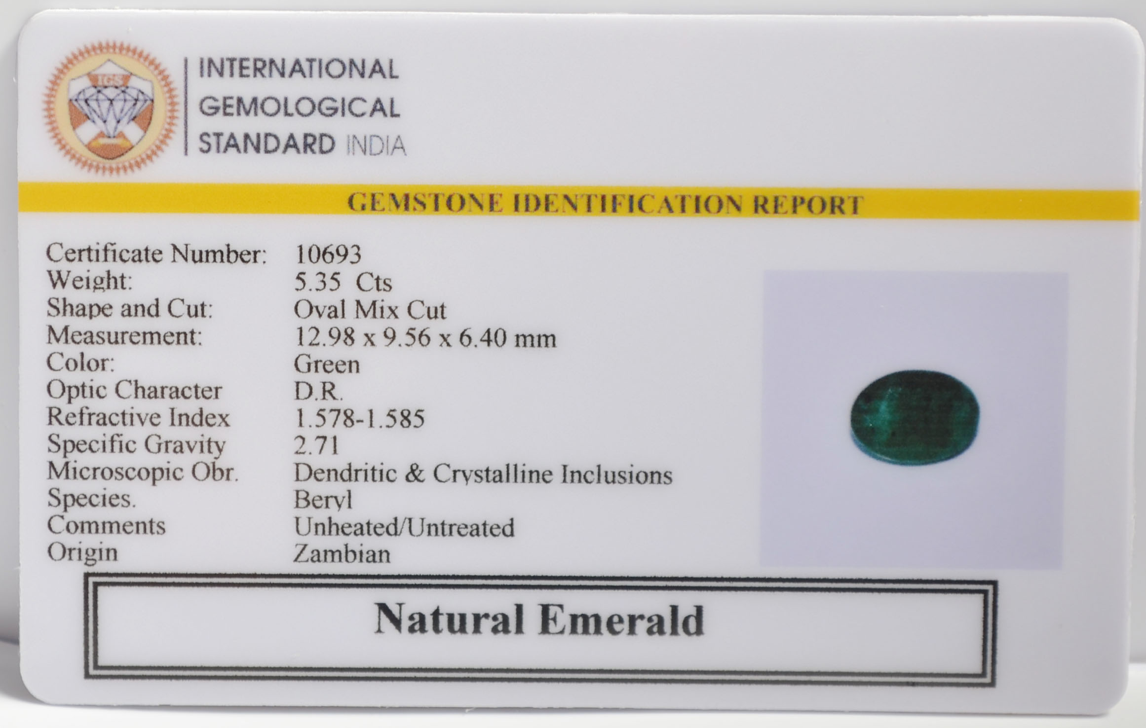 EMRG21541 2 EMERALD 5.35 Ct.