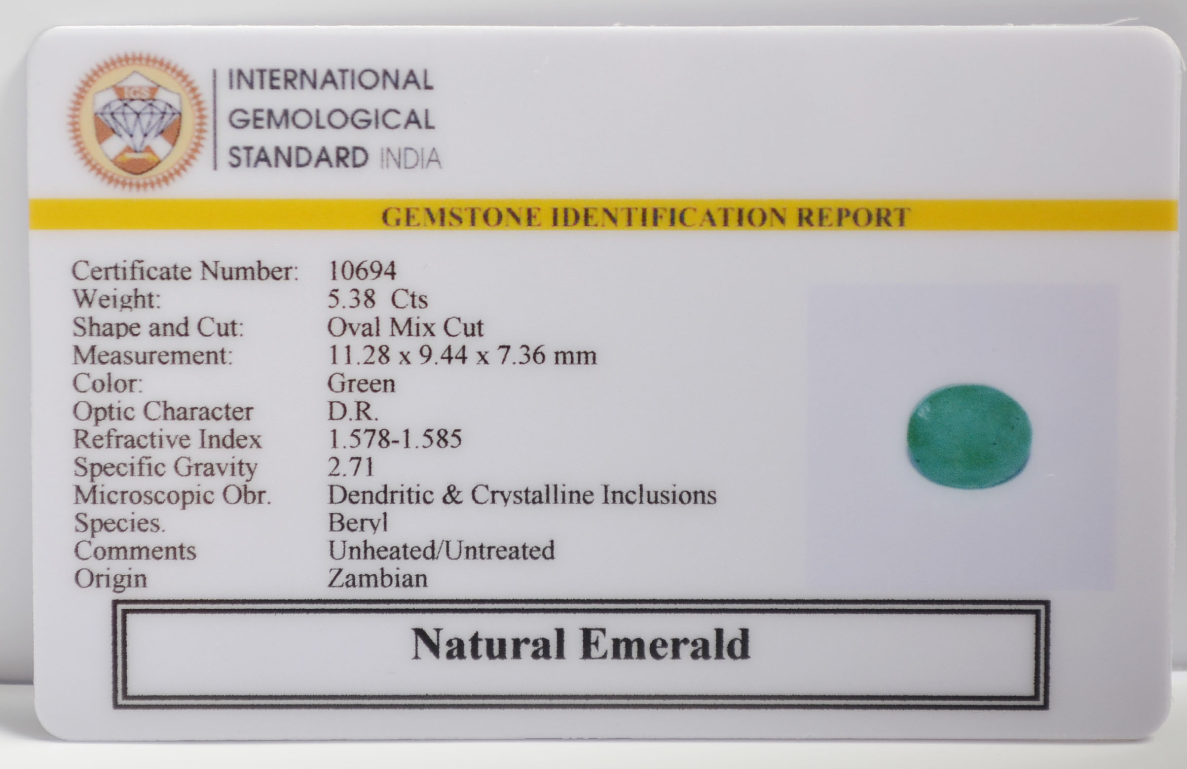 EMRG21542 2 EMERALD 5.38 Ct.