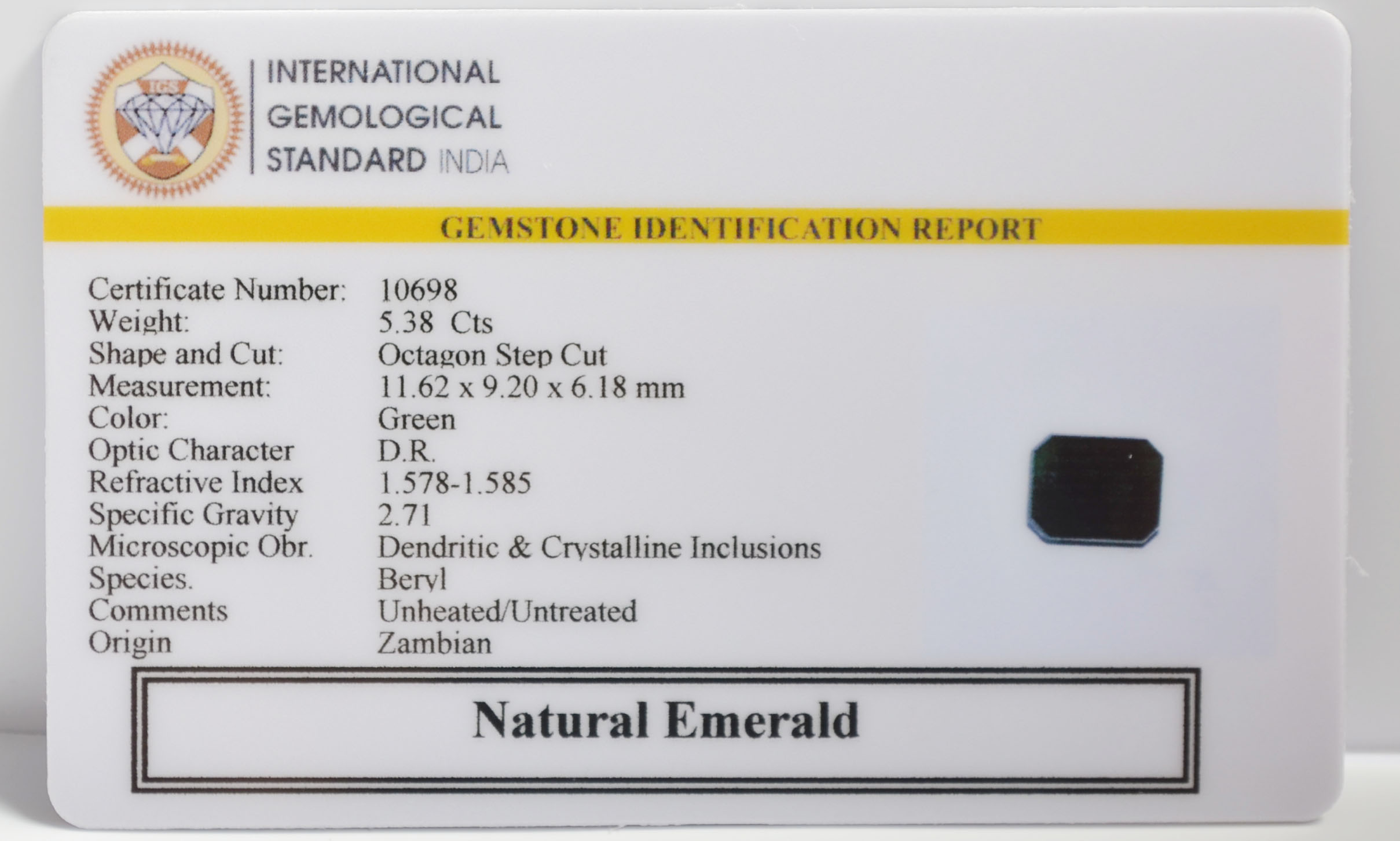 EMRG21543 2 EMERALD 5.38 Ct.
