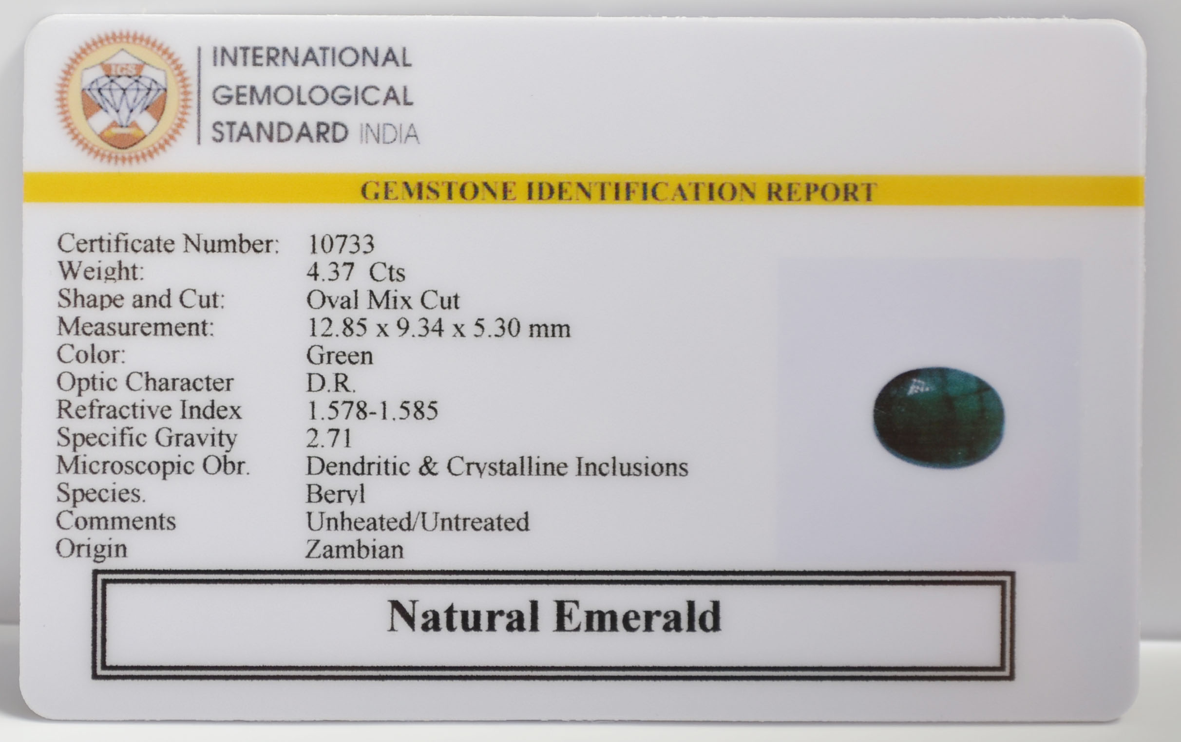 EMRG21548 2 EMERALD 4.37 Ct.
