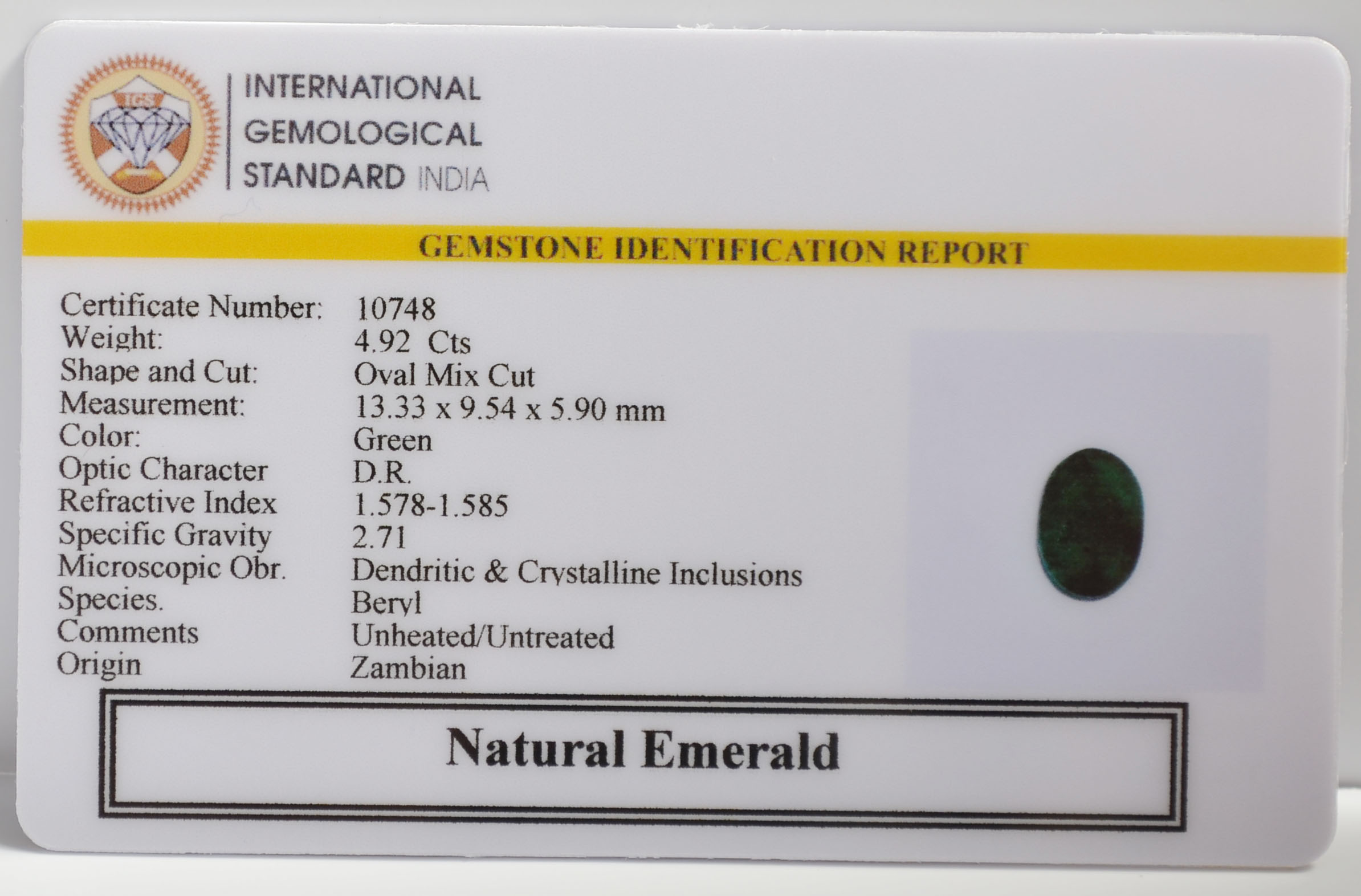 EMRG21552 2 EMERALD 4.92 Ct.