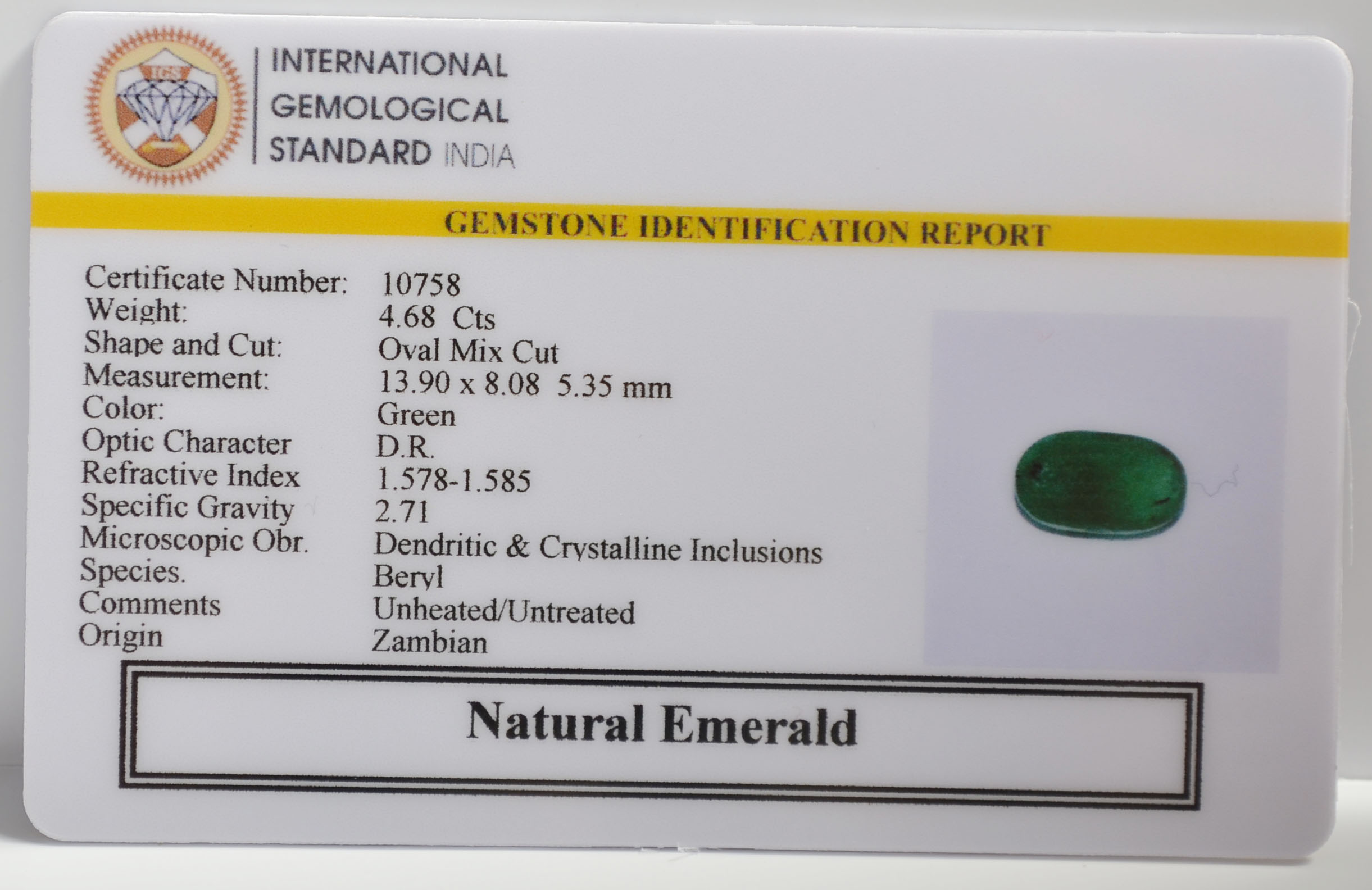 EMRG21553 2 EMERALD 4.68 Ct.