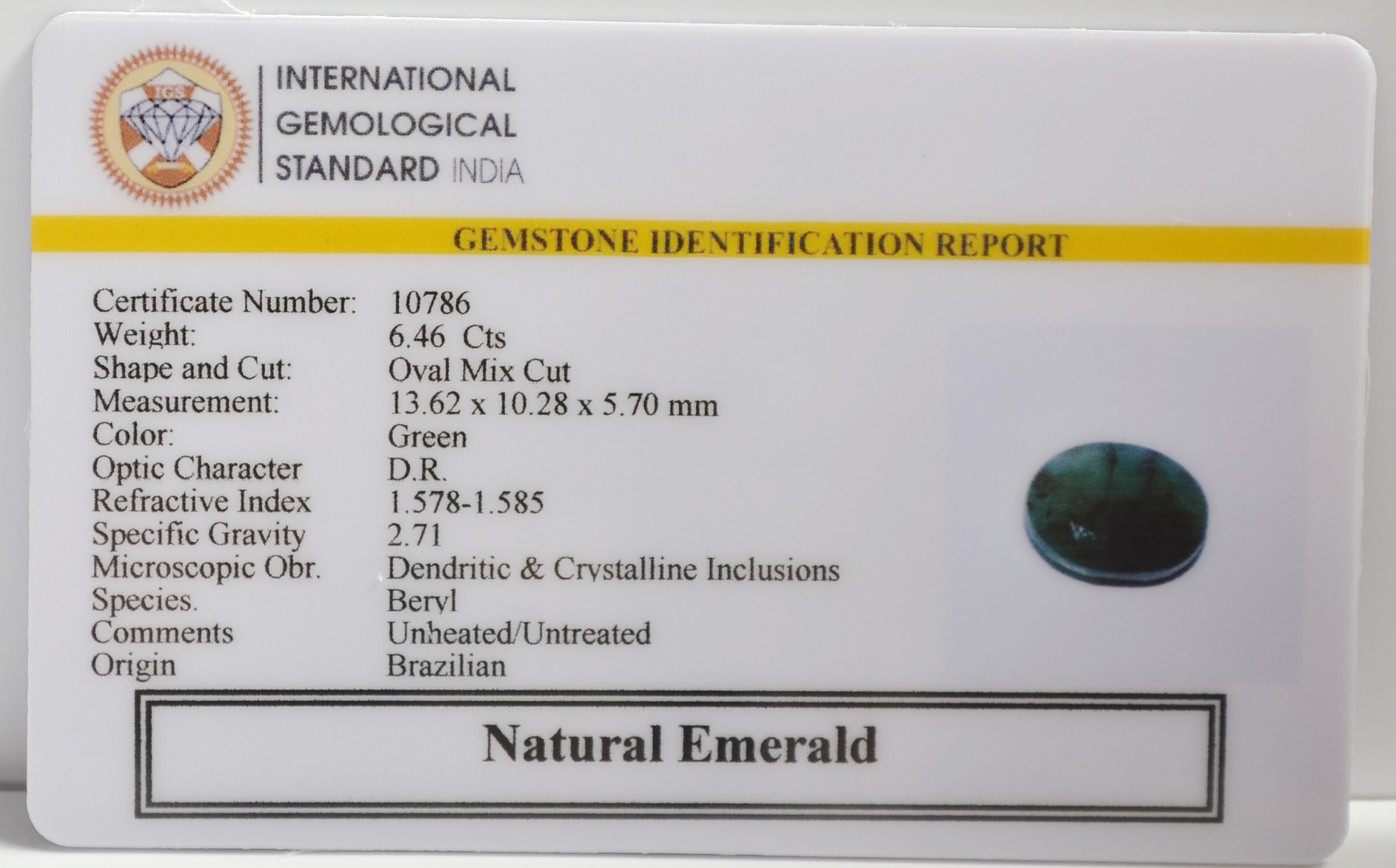 EMRG21557 2 EMERALD 6.46 Ct.