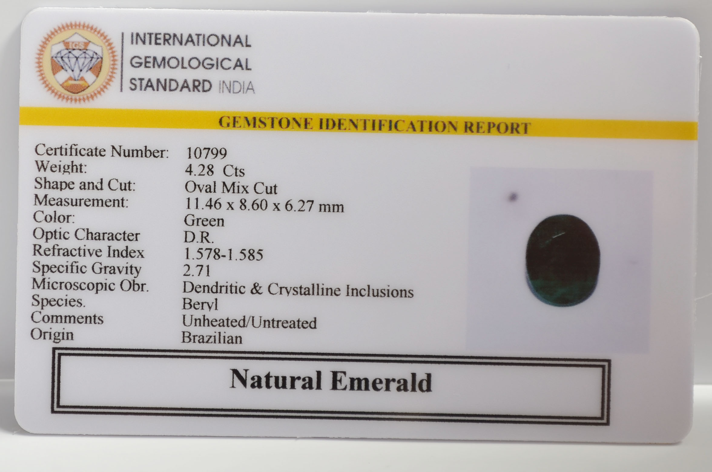 EMRG21560 2 EMERALD 4.28 Ct.
