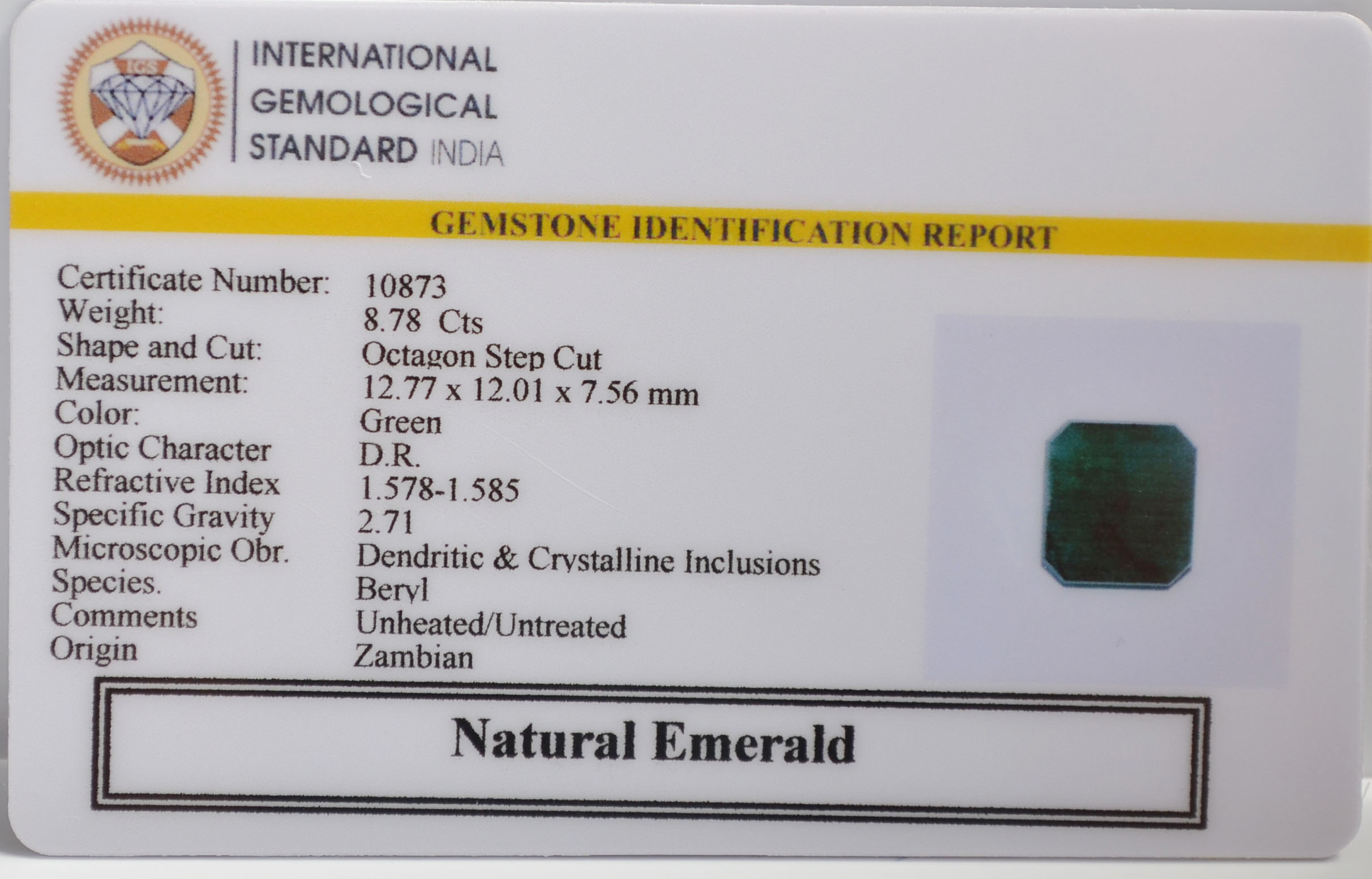 EMRG21564 2 EMERALD 8.78 Ct.