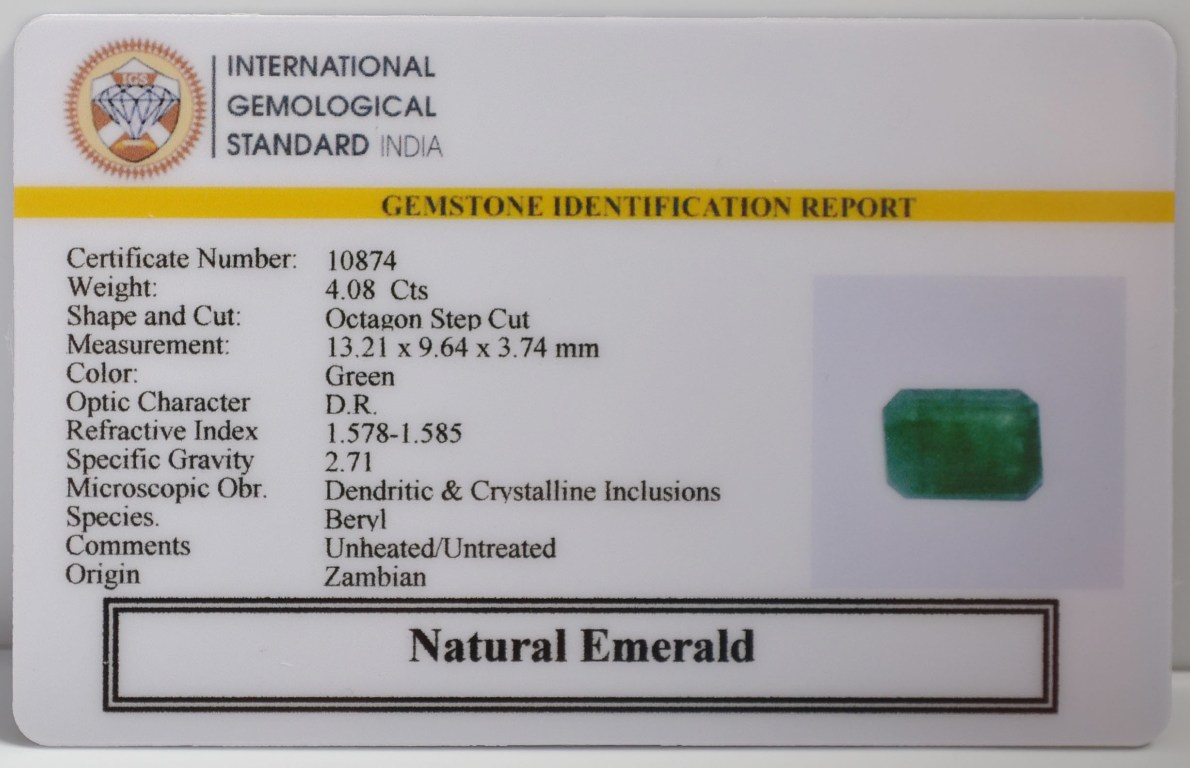 EMRG21565 2 EMERALD 4.08 Ct.