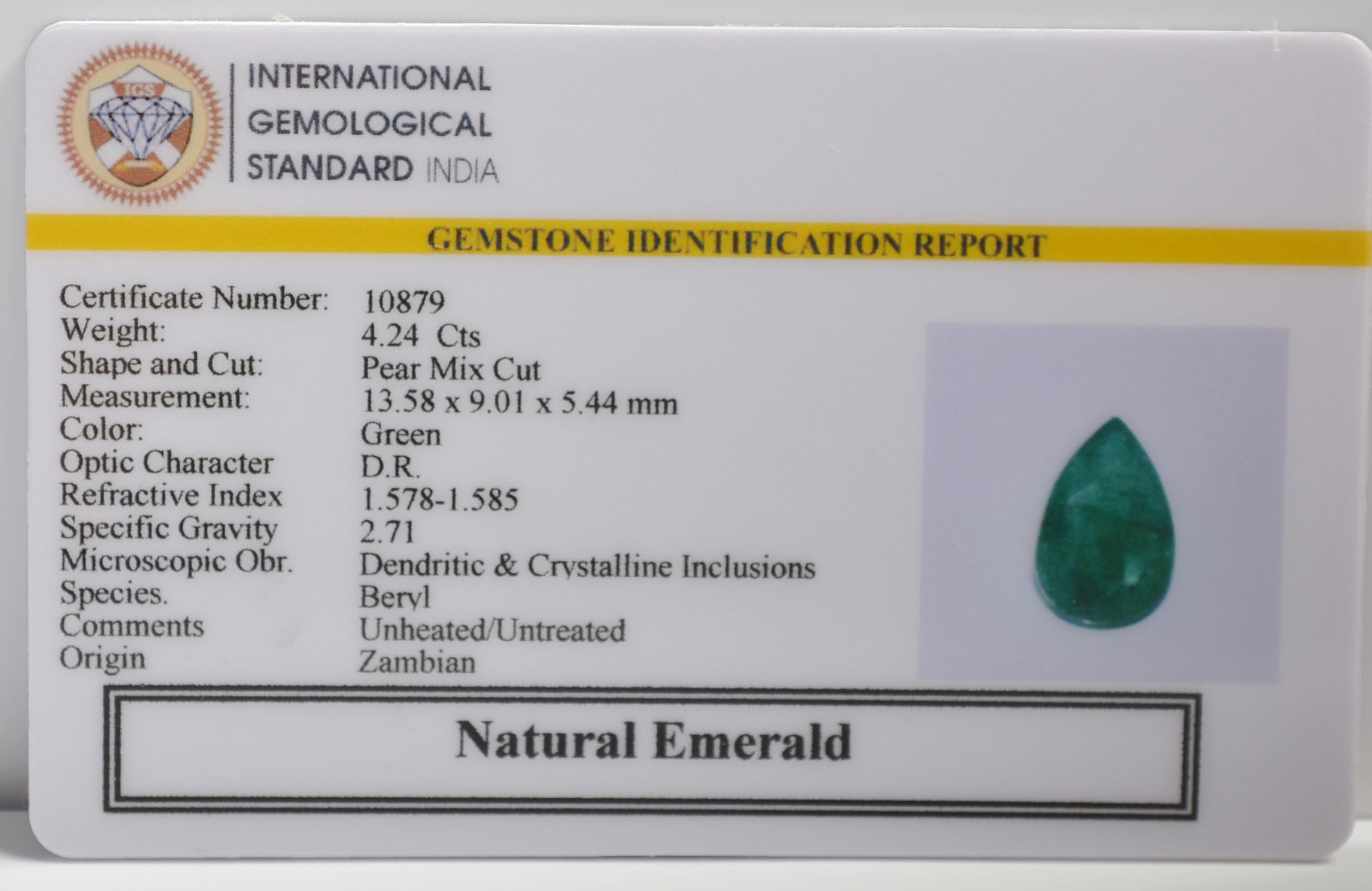 EMRG21567 2 EMERALD 4.24 Ct.