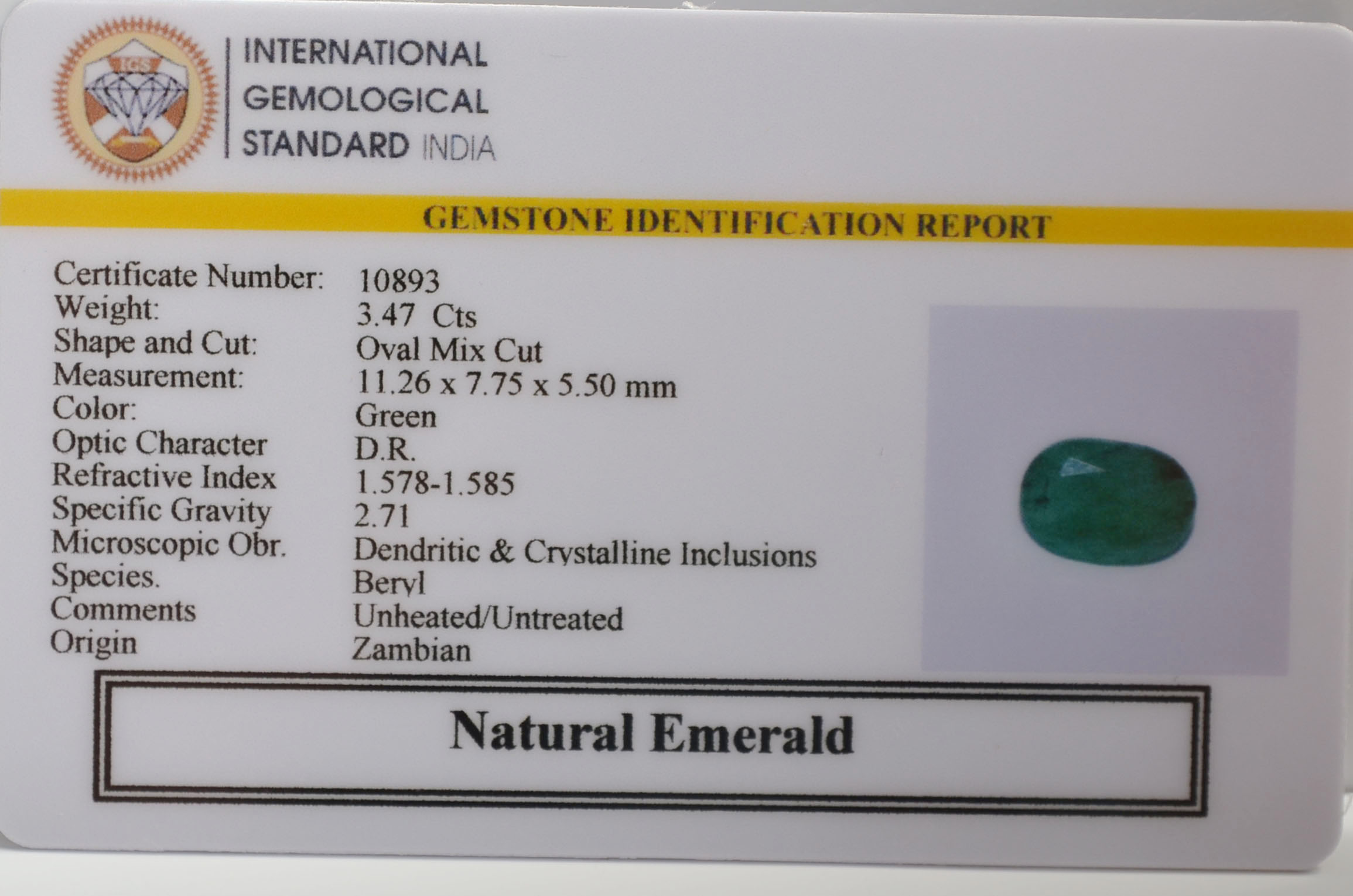 EMRG21571 2 EMERALD 3.47 Ct.