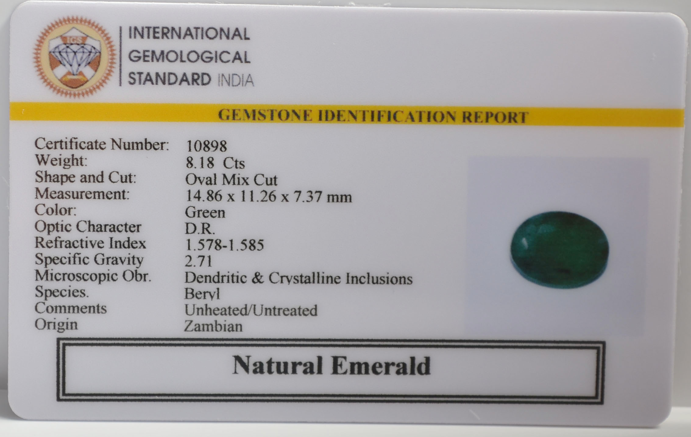 EMRG21573 2 EMERALD 8.18 Ct.
