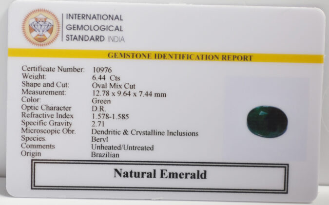 EMERALD 6.44 Ct. EMERALD 6.44 Ct.