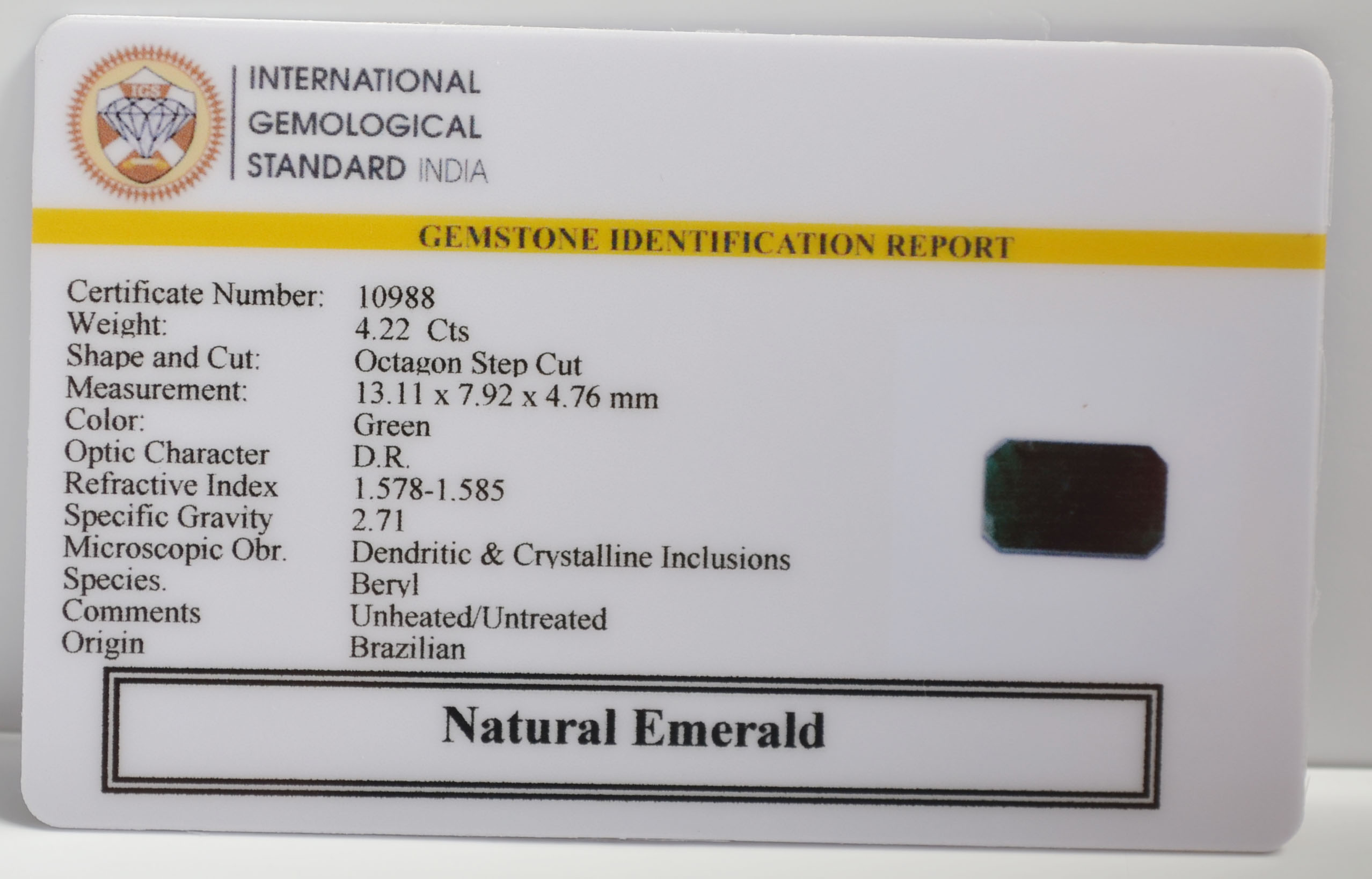 EMRG21586 2 EMERALD 4.22 Ct.