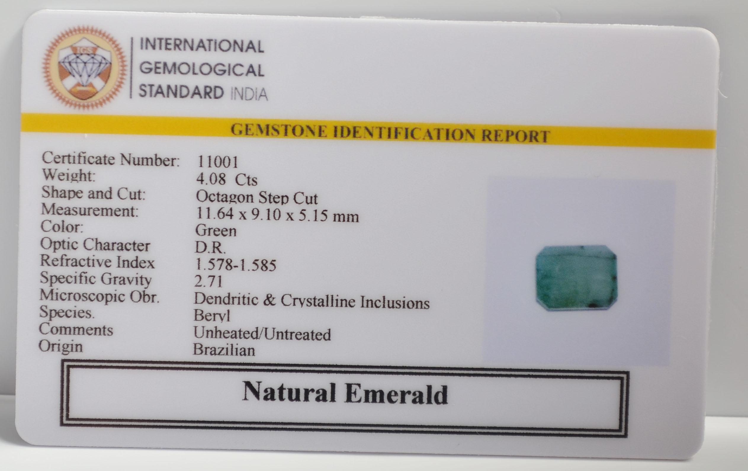 EMERALD 4.08 Ct. 3 EMRG21591 2 EMERALD 4.08 Ct.