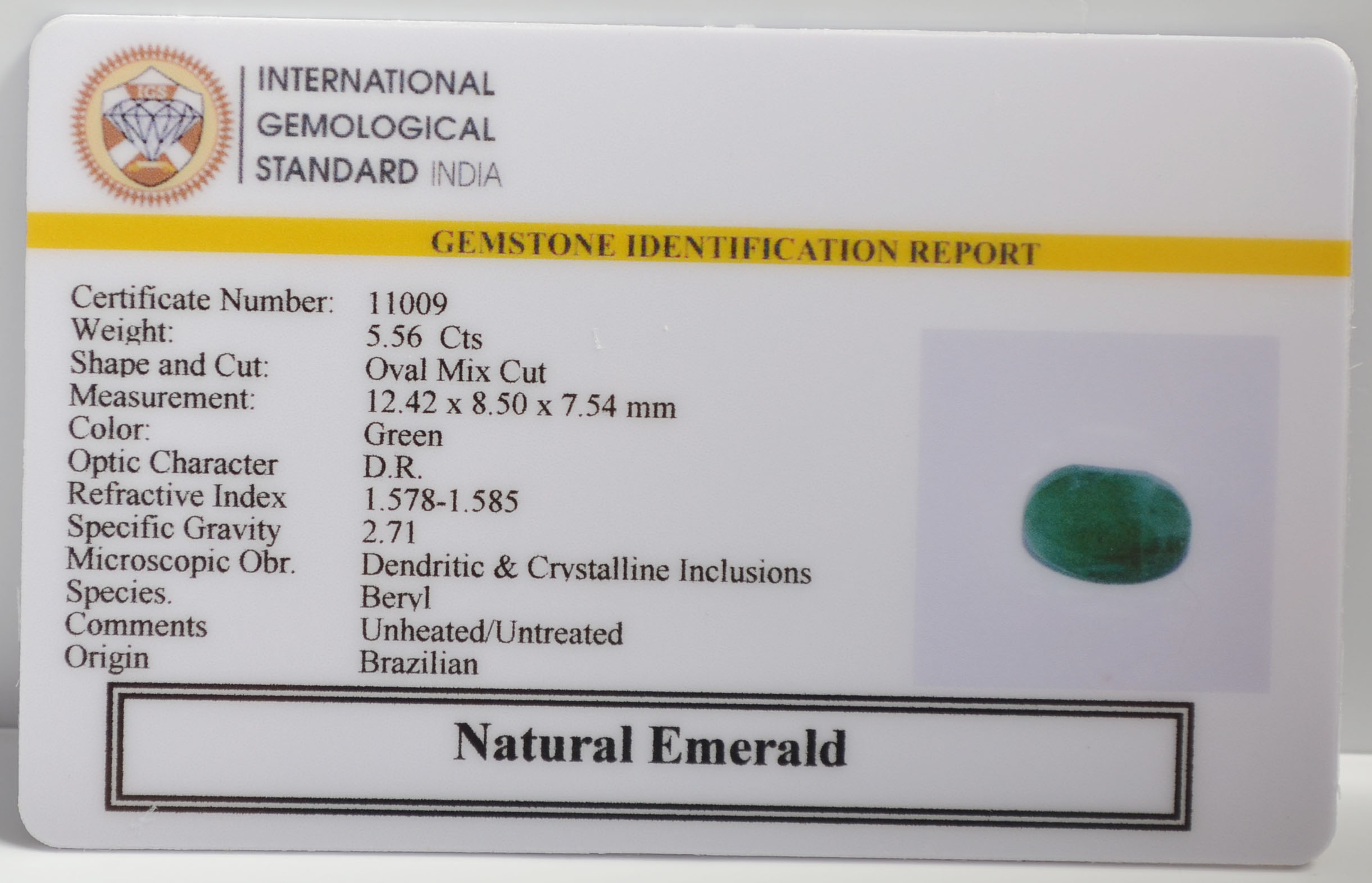 EMRG21593 2 EMERALD 5.56 Ct.