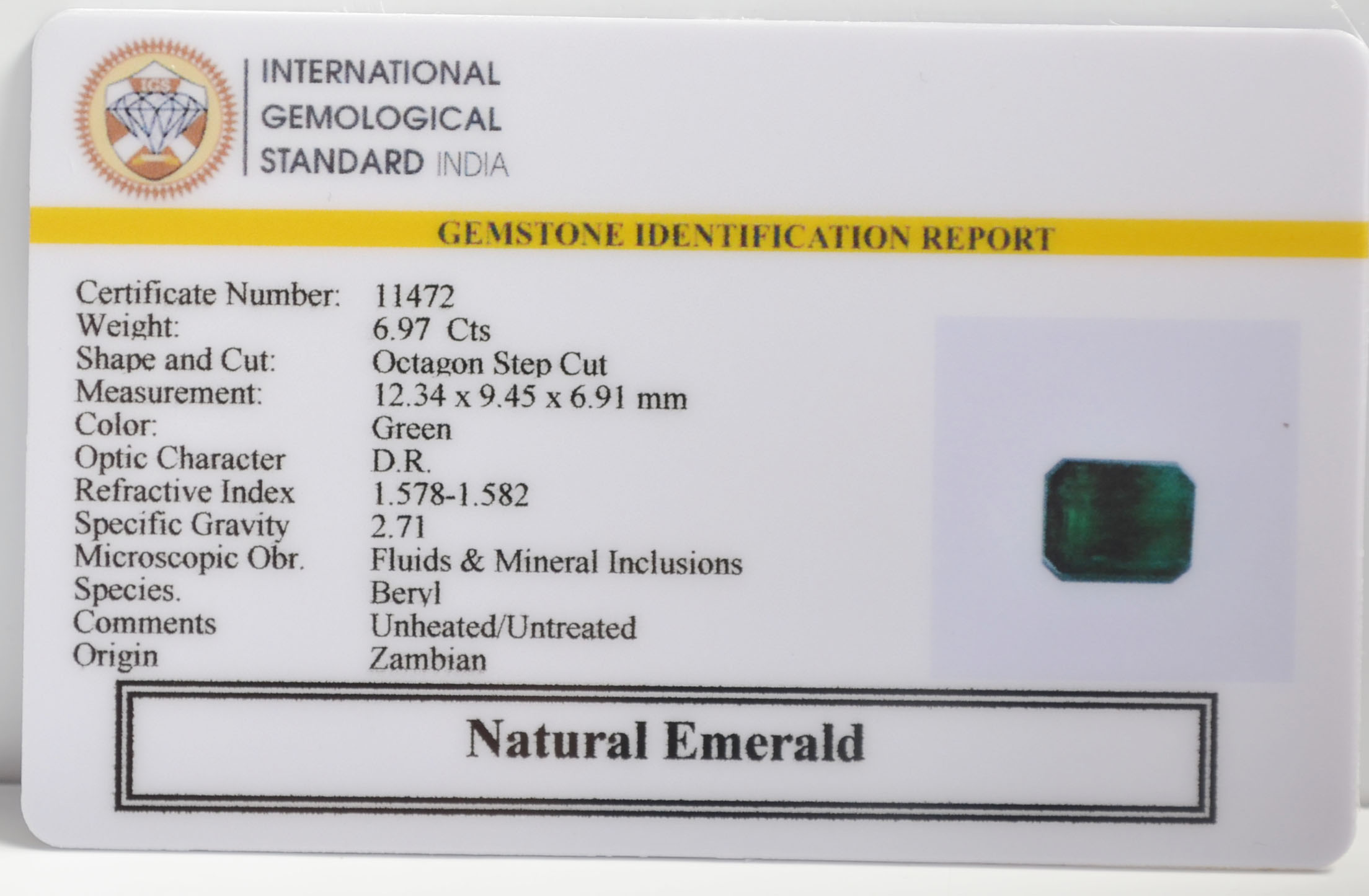 EMRG21607 2 EMERALD 6.97 Ct.