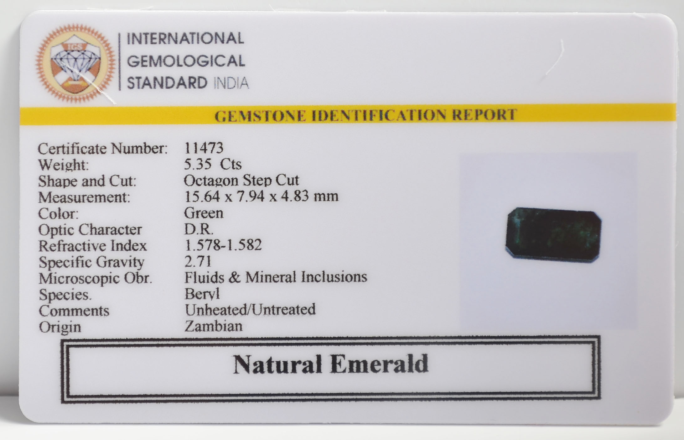 EMRG21608 2 EMERALD 5.35 Ct.