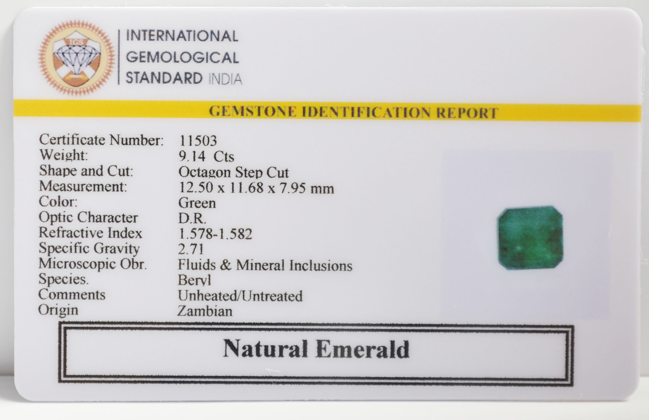 EMRG21611 2 EMERALD 9.14 Ct.