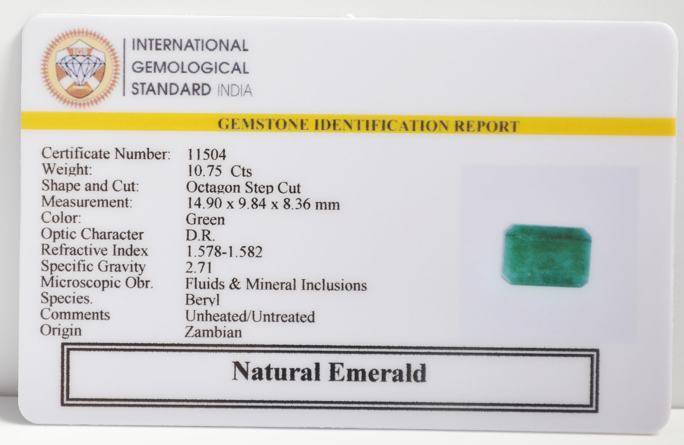 EMRG21612 2 EMERALD 10.75 Ct.