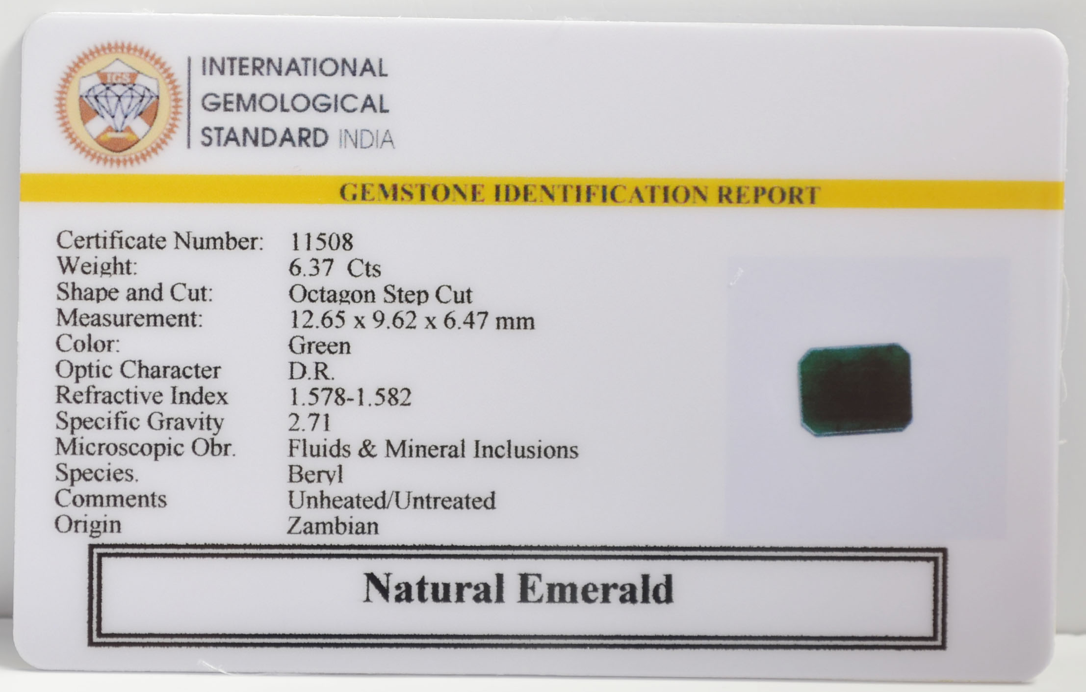 EMRG21613 2 EMERALD 6.37 Ct.