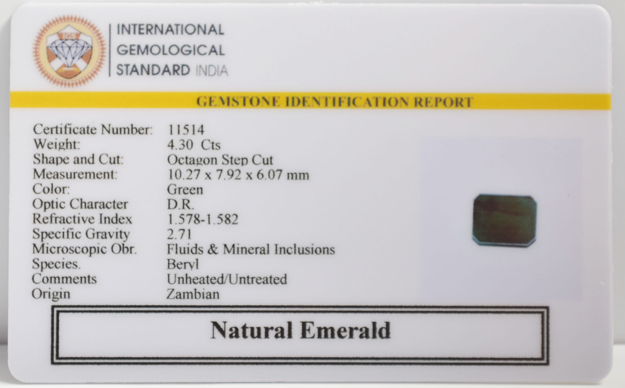 EMRG21614 2 EMERALD 4.3 Ct.