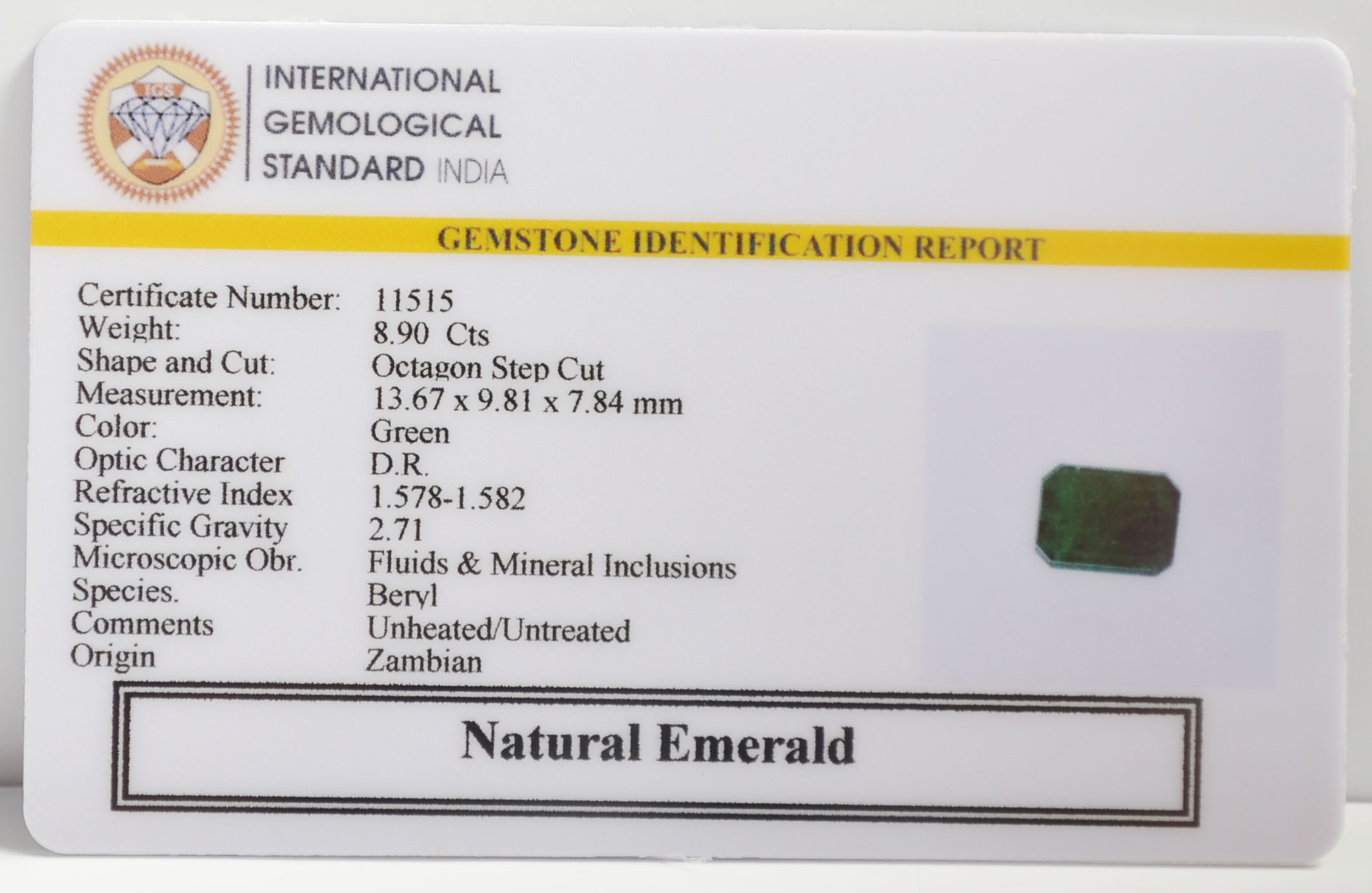 EMRG21615 2 EMERALD 8.9 Ct.