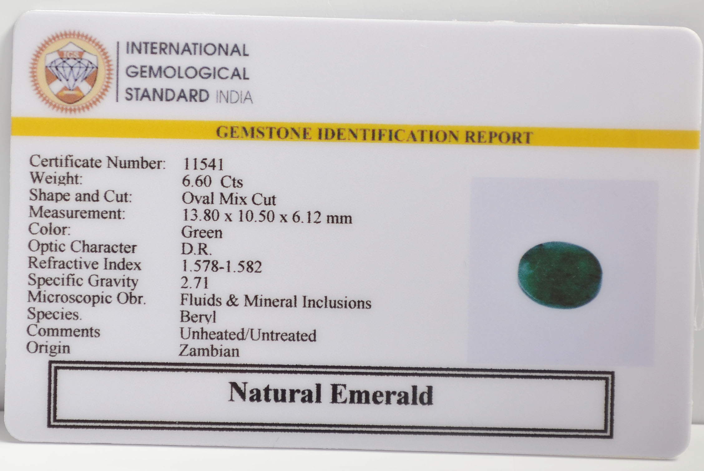 EMERALD 6.6 Ct. 3 EMRG21621 2 EMERALD 6.6 Ct.