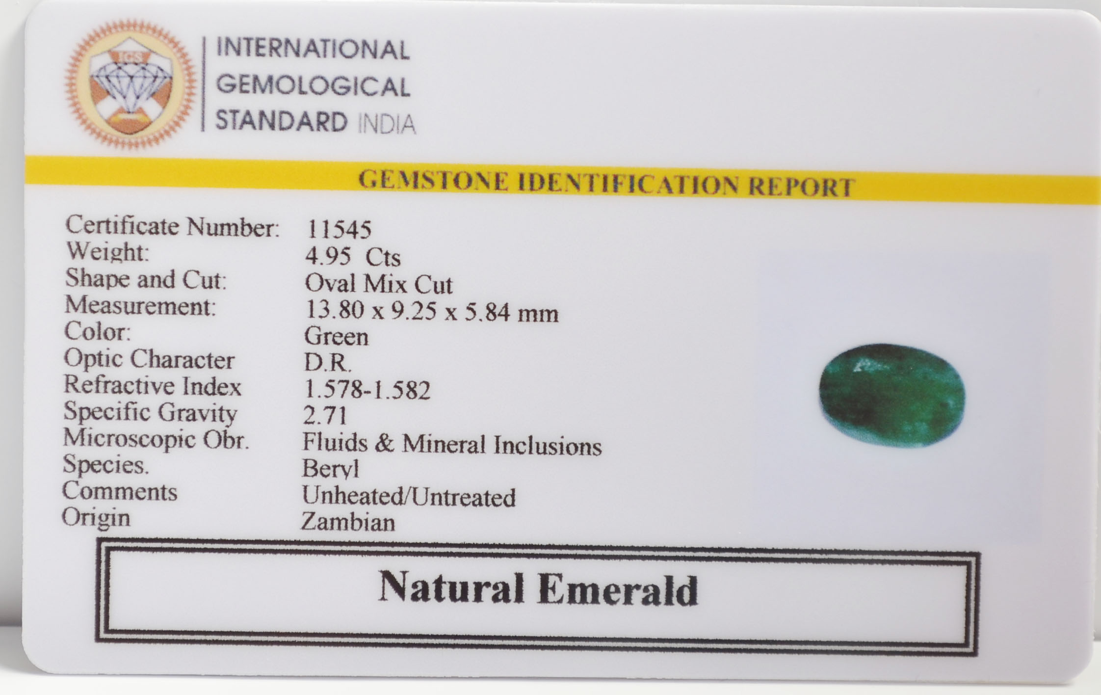 EMRG21622 2 EMERALD 4.95 Ct.