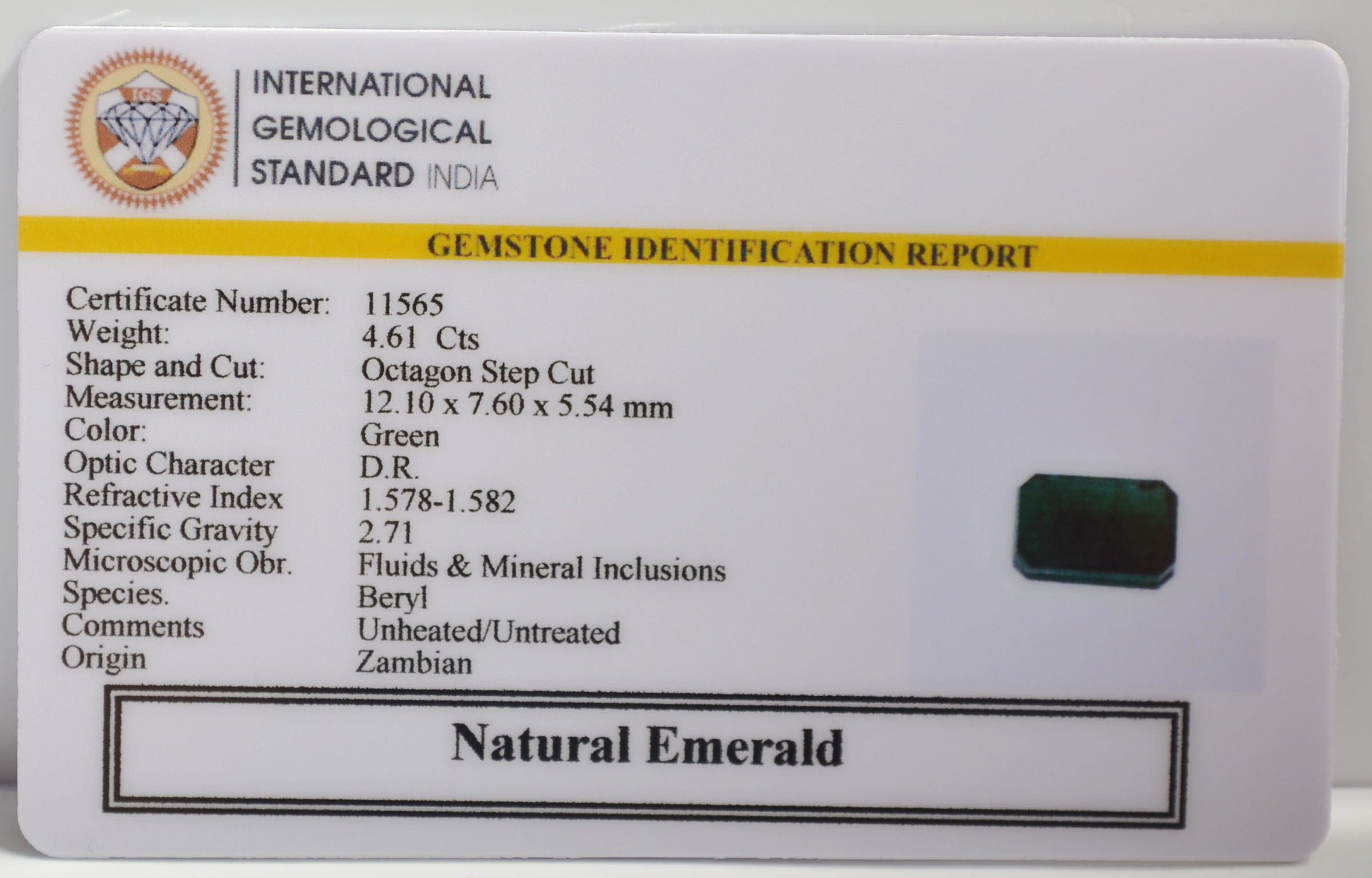 EMRG21623 2 EMERALD 4.61 Ct.