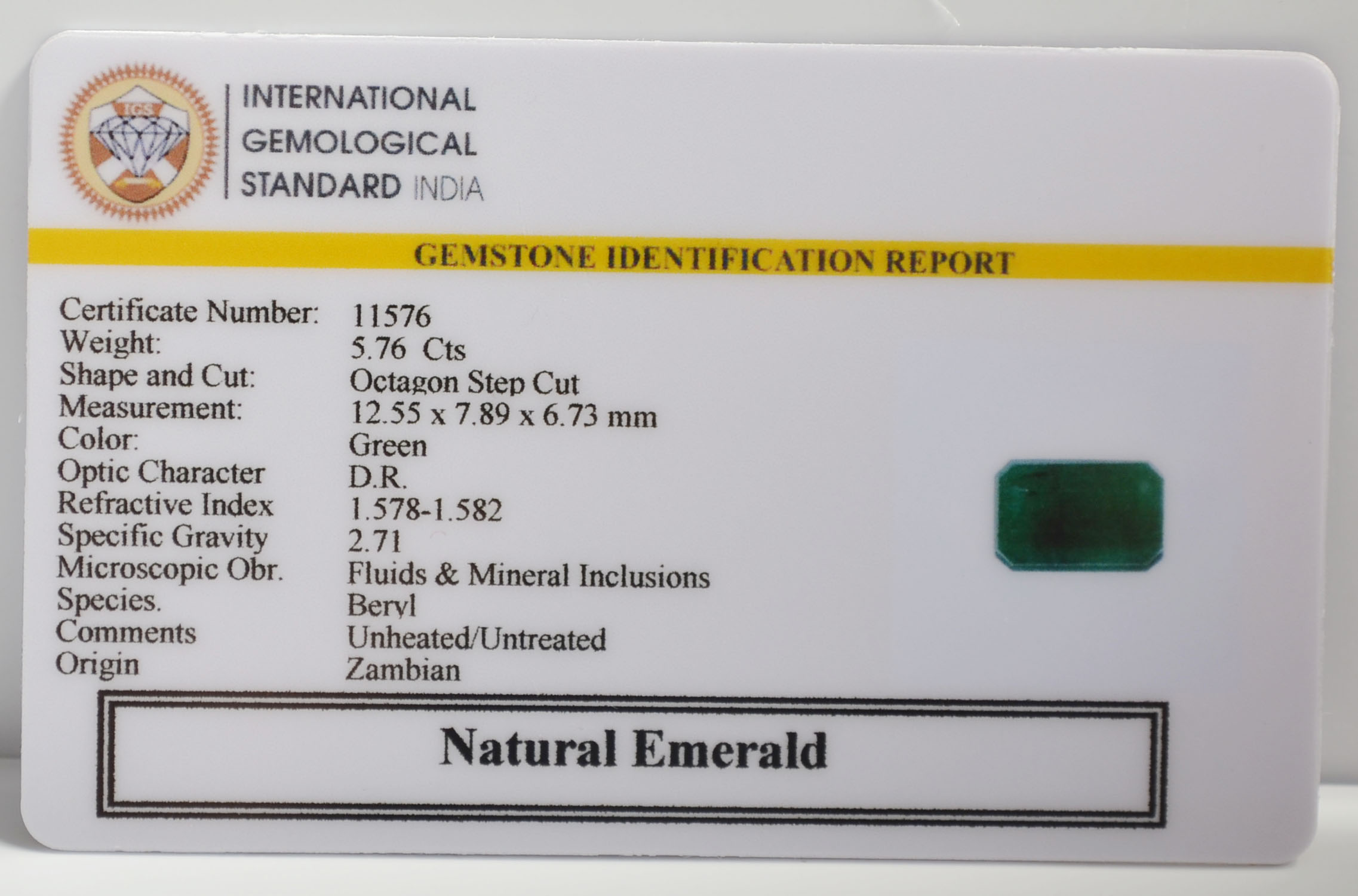EMRG21625 2 EMERALD 5.76 Ct.