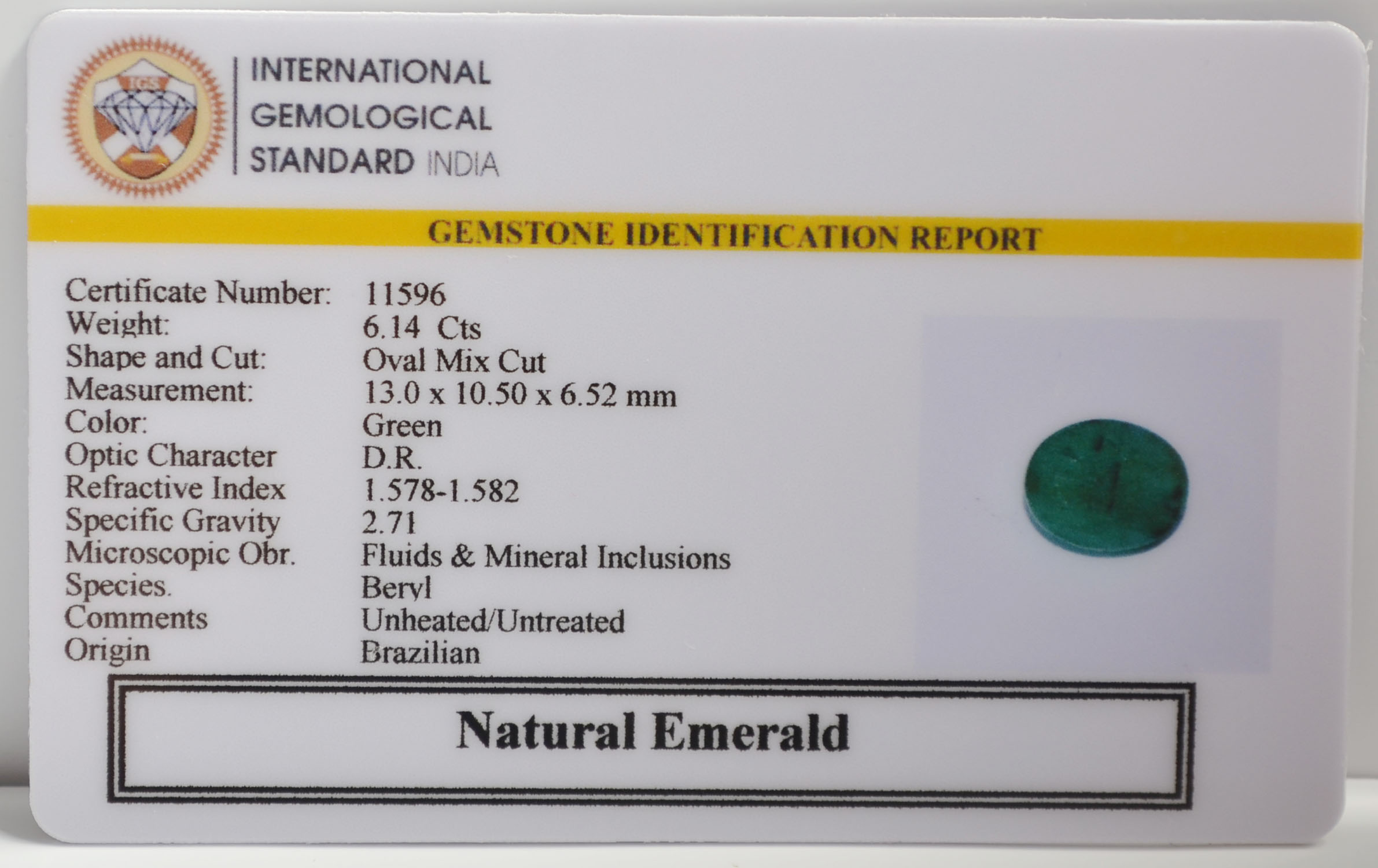 EMRG21630 2 EMERALD 6.14 Ct.