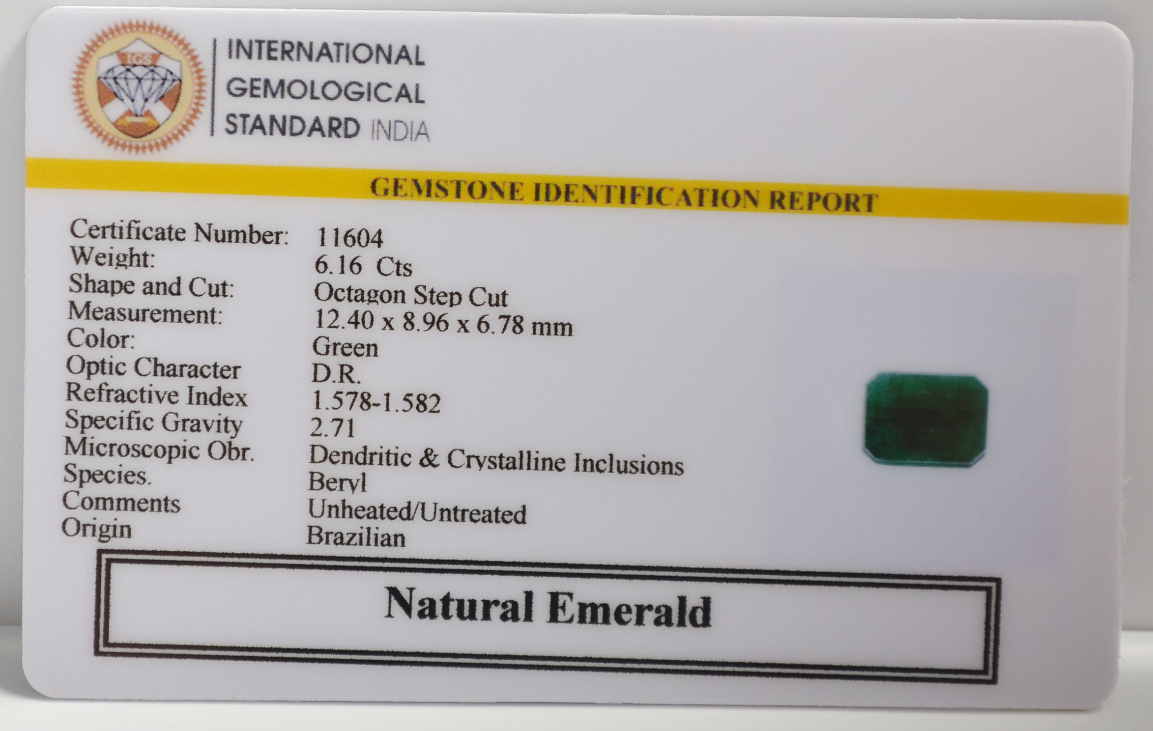 EMRG21632 2 EMERALD 6.16 Ct.