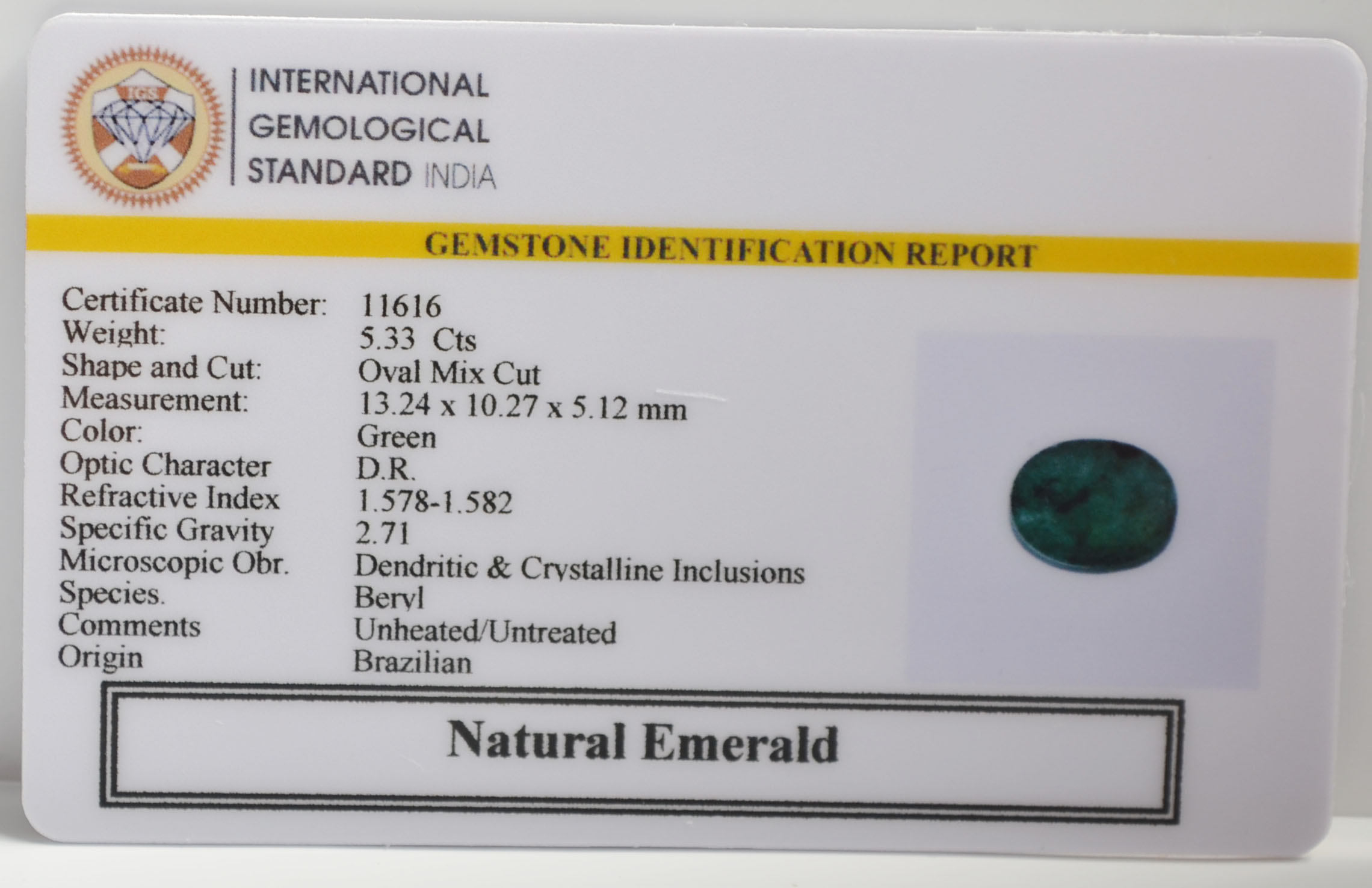 EMRG21634 2 EMERALD 5.33 Ct.