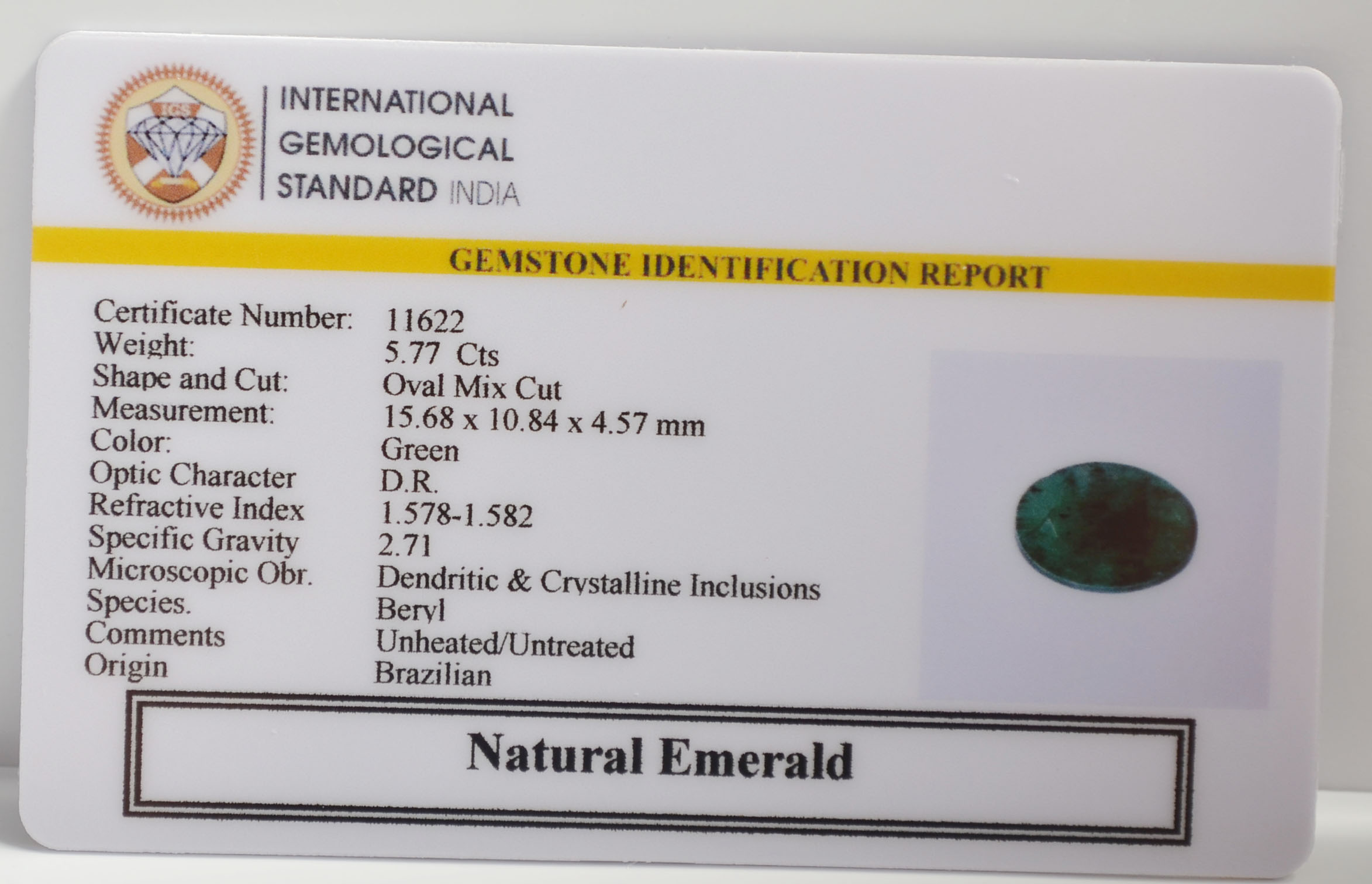 EMRG21635 2 EMERALD 5.77 Ct.