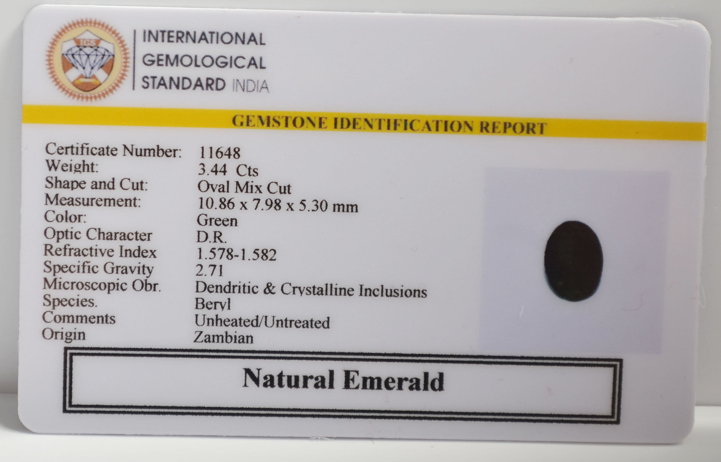 EMRG21643 2 EMERALD 3.44 Ct.