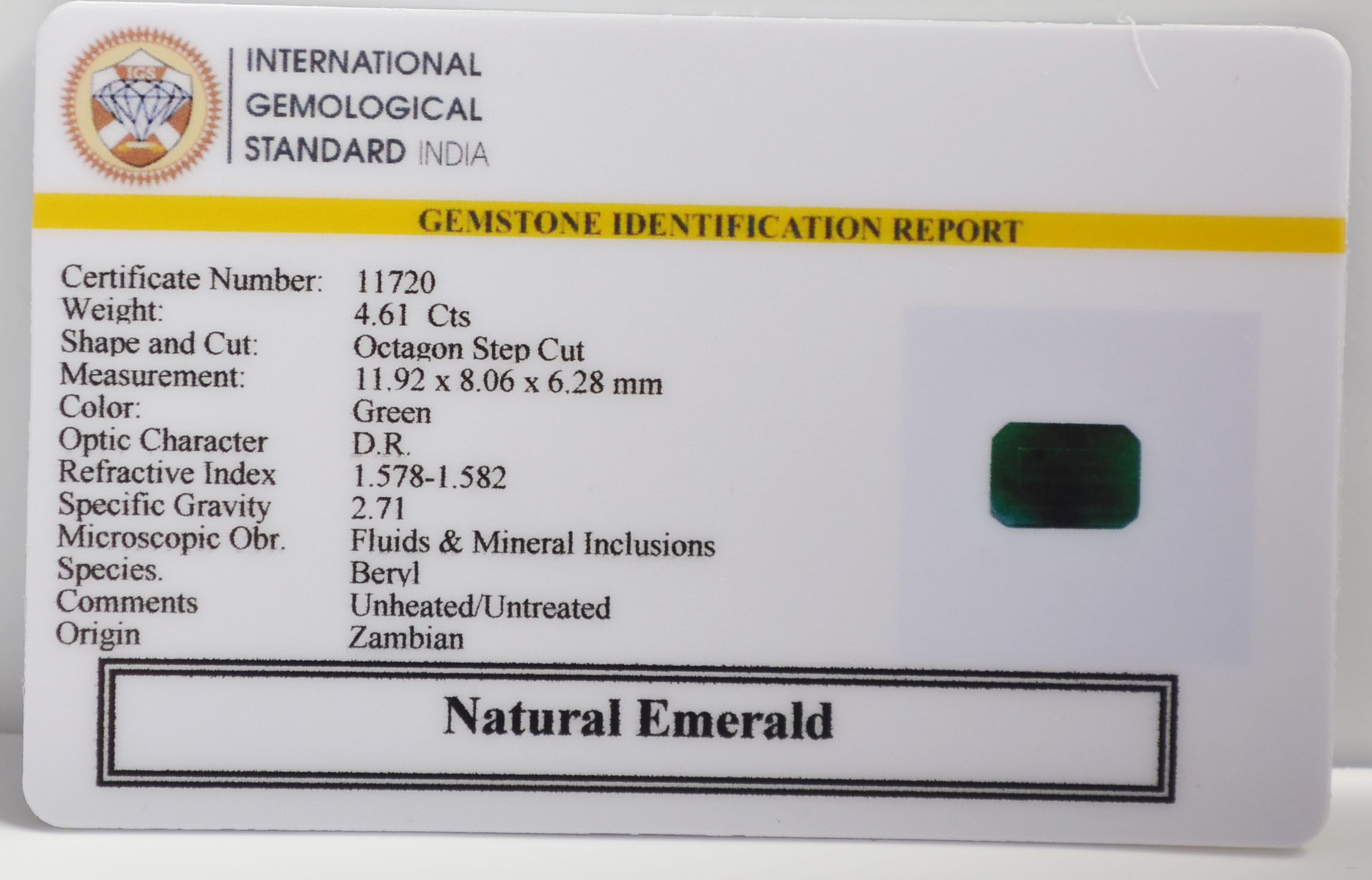 EMRG21649 2 EMERALD 4.61 Ct.