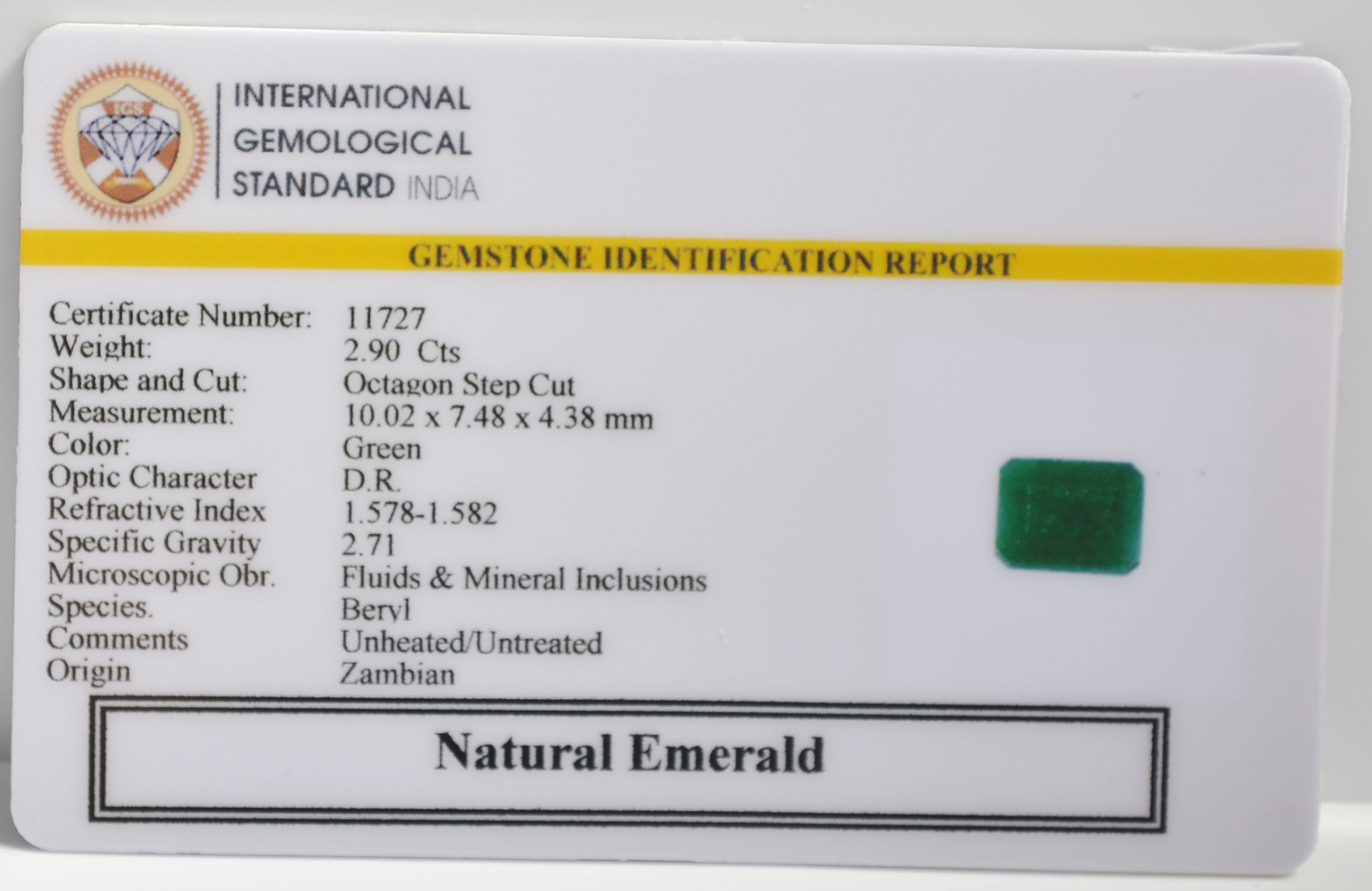EMERALD 2.9 Ct. 3 EMRG21652 2 EMERALD 2.9 Ct.