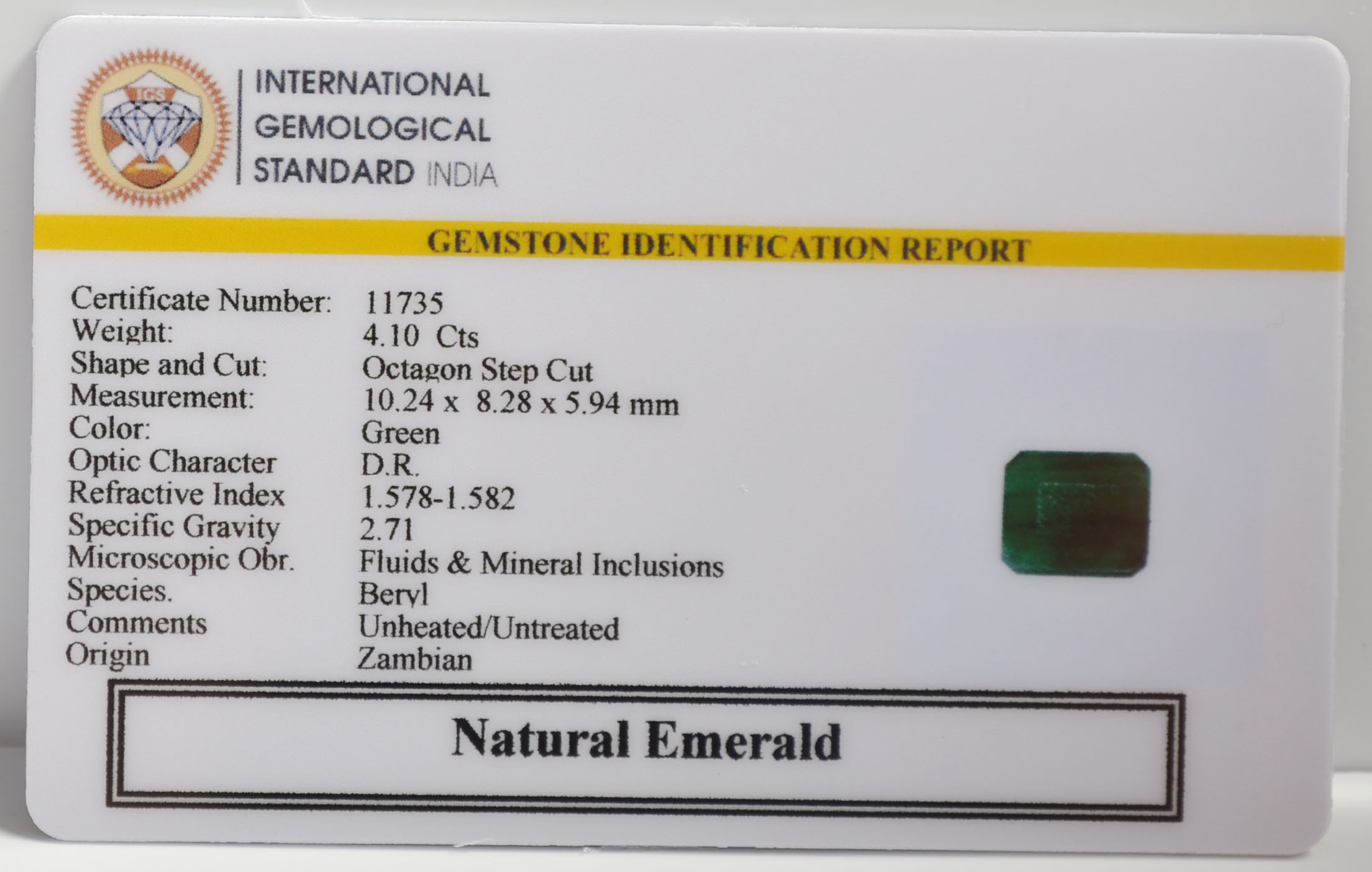 EMRG21653 2 EMERALD 4.1 Ct.