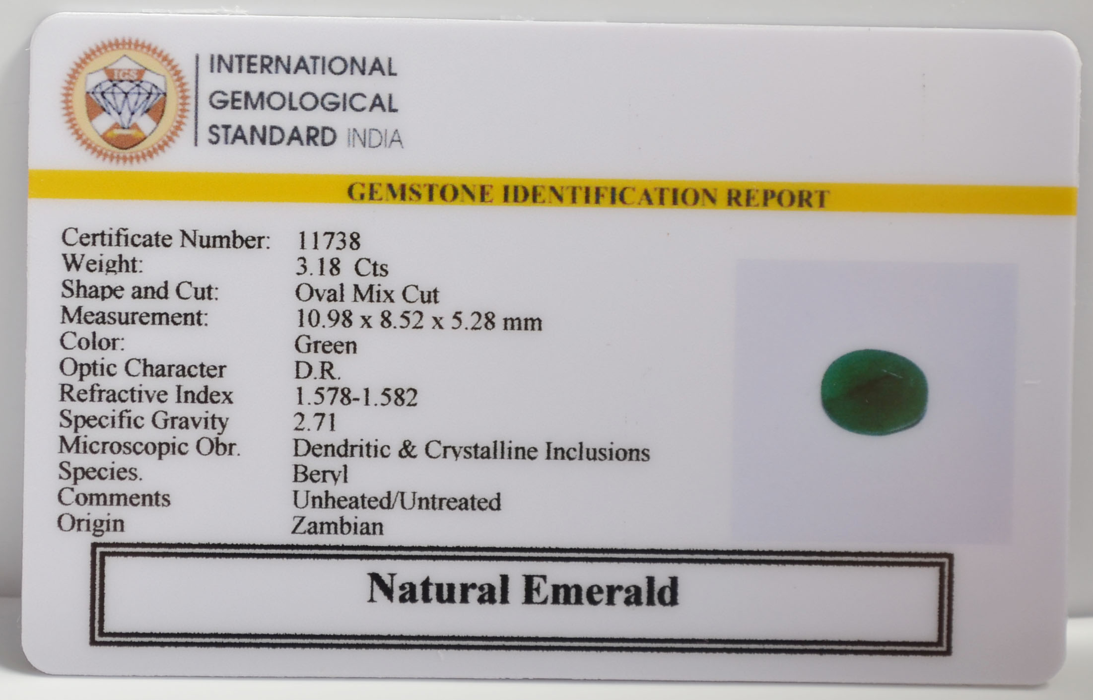 EMERALD 3.18 Ct. 3 EMRG21654 2 EMERALD 3.18 Ct.