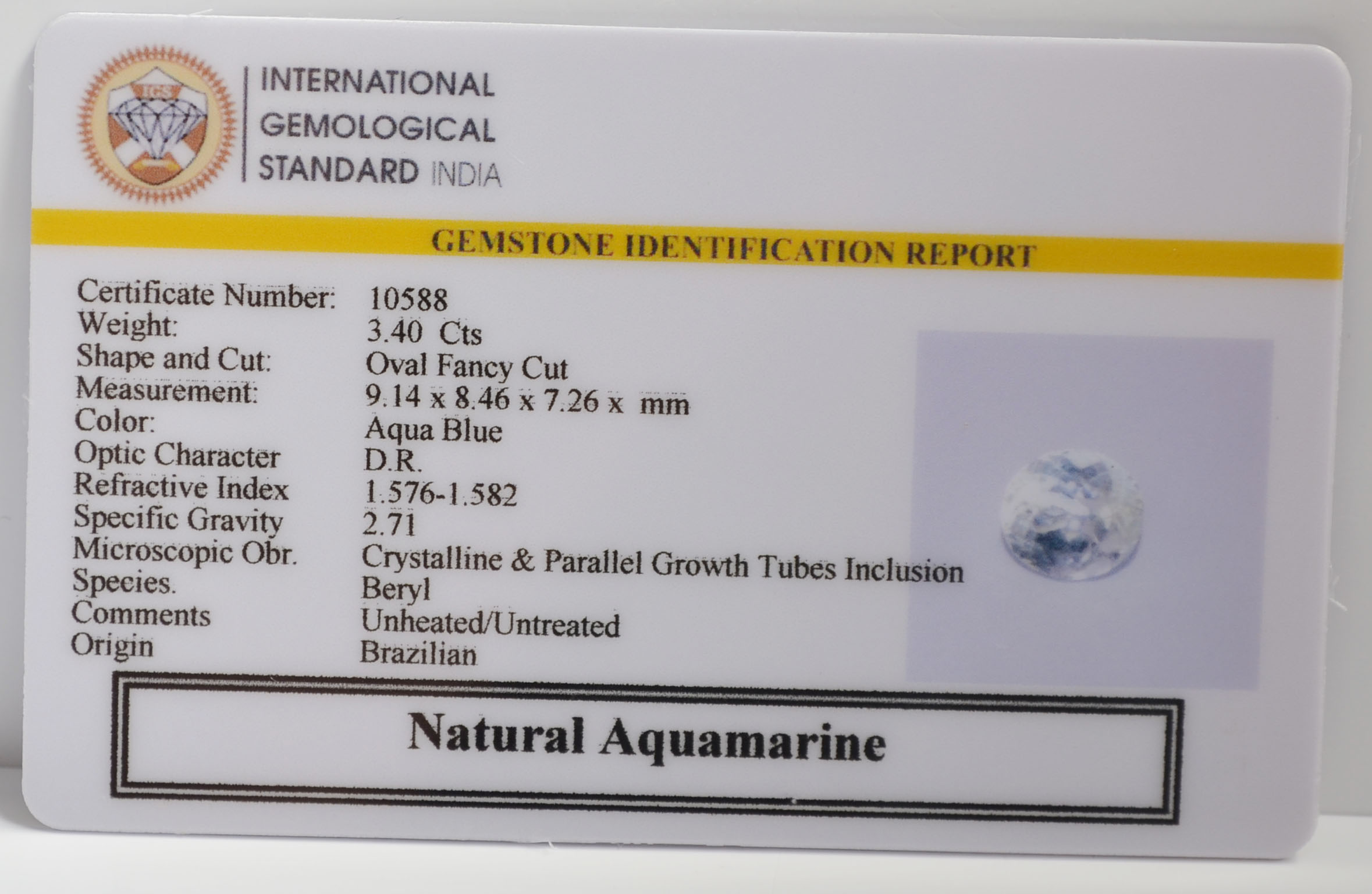 NAQ828 2 NATURAL AQUAMARINE 3.4 Ct.