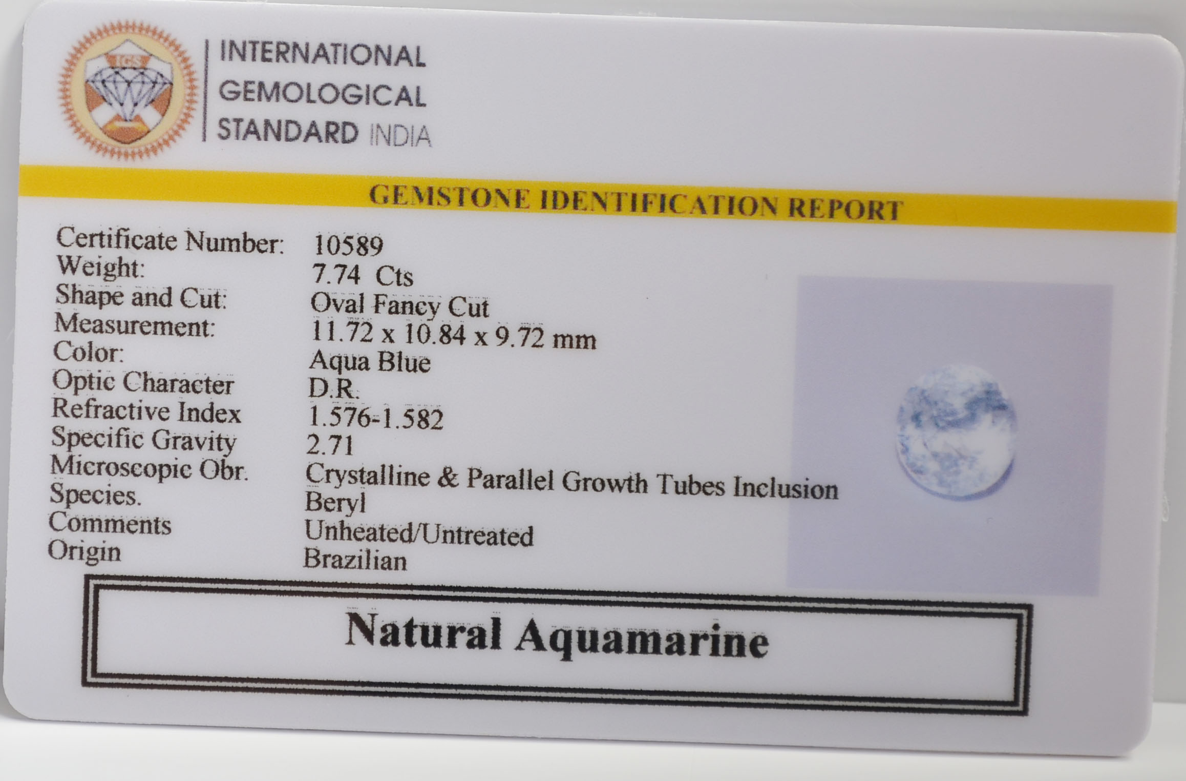 NAQ829 2 NATURAL AQUAMARINE 7.74 Ct.