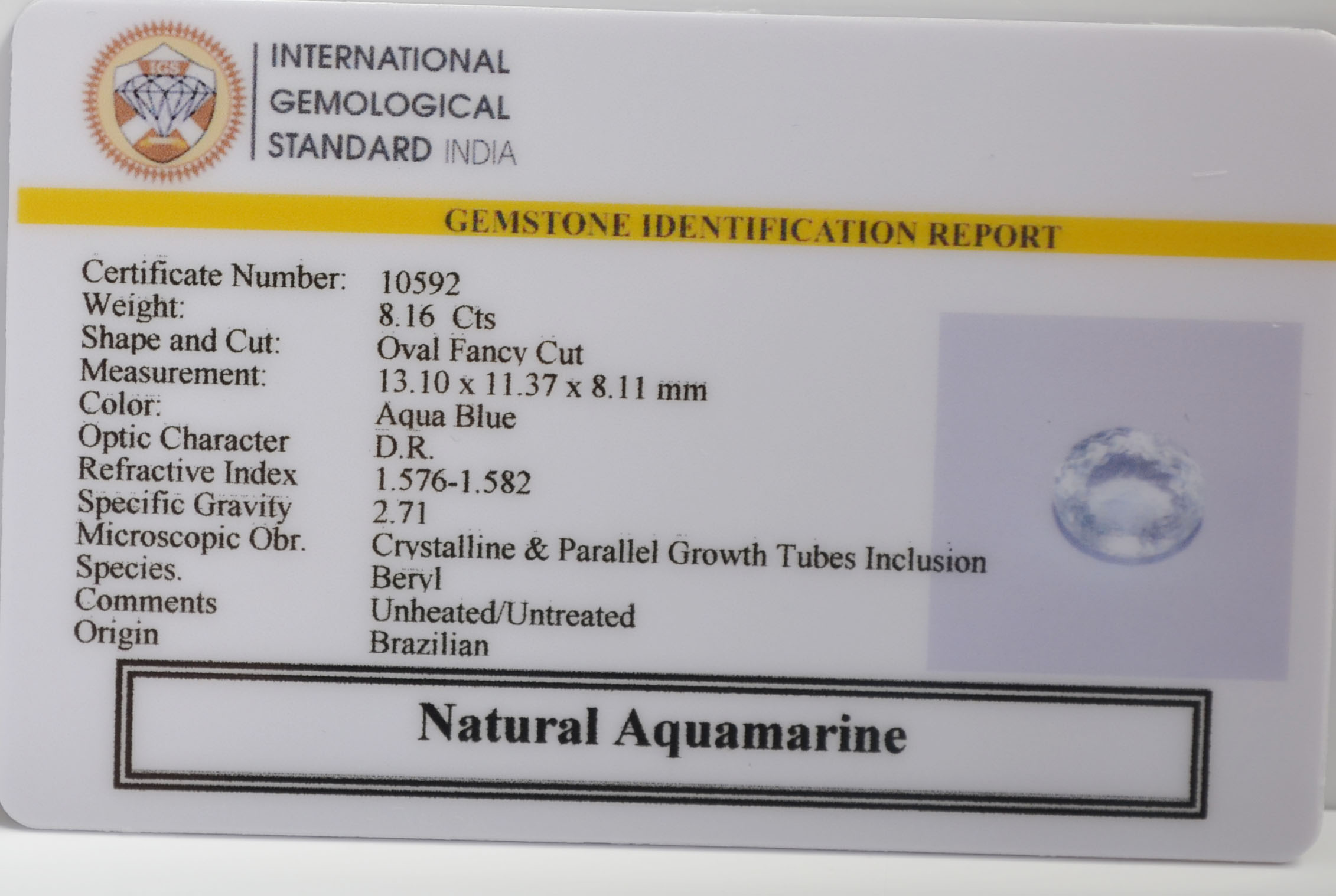 NAQ831 2 NATURAL AQUAMARINE 8.16 Ct.
